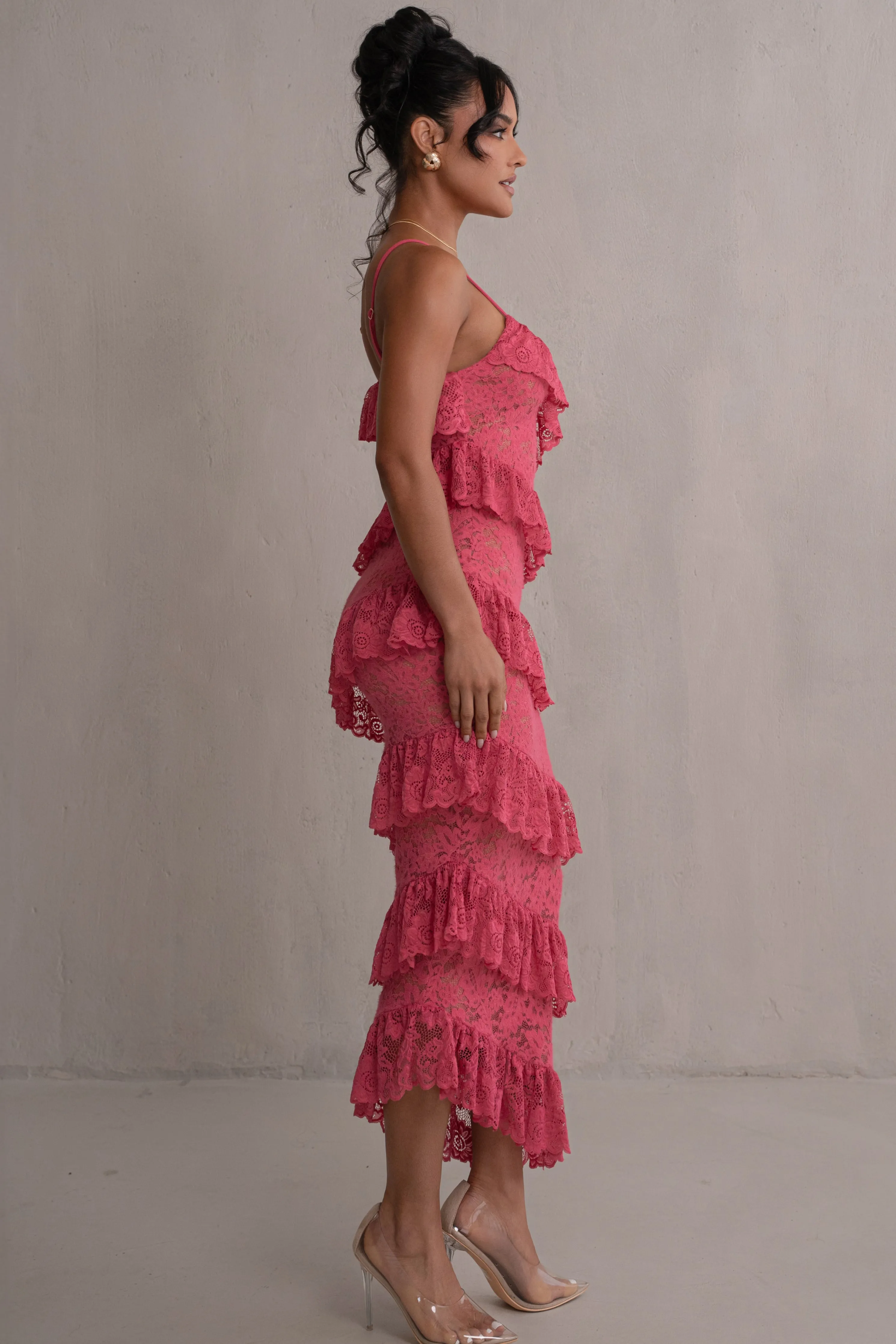 Fuchsia Feeling Of Forever Ruffle Dress