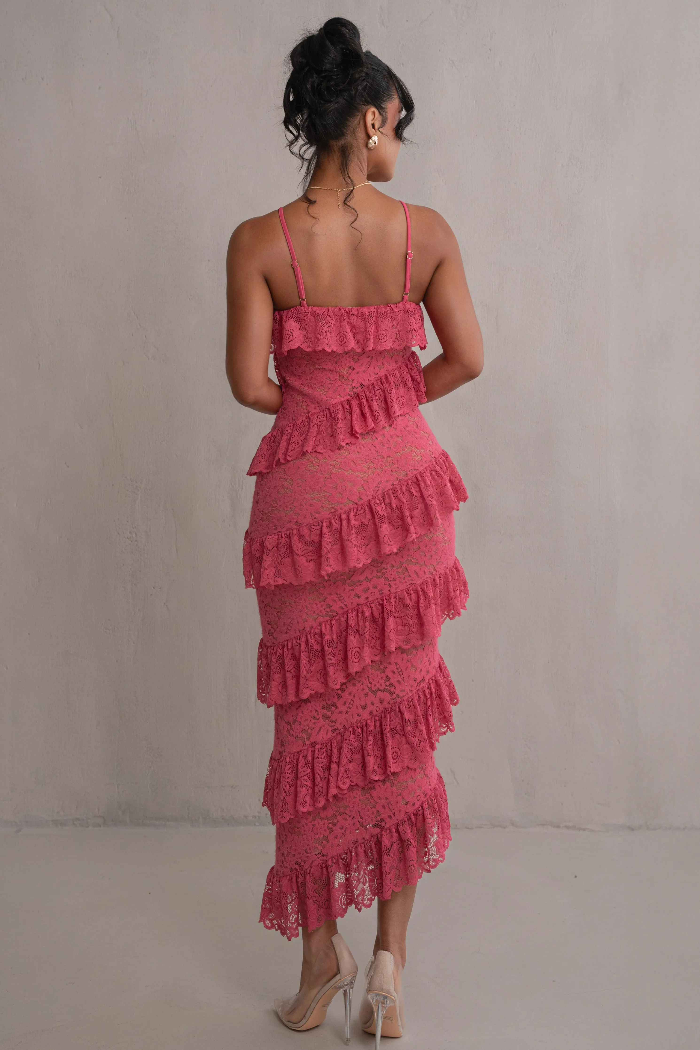 Fuchsia Feeling Of Forever Ruffle Dress