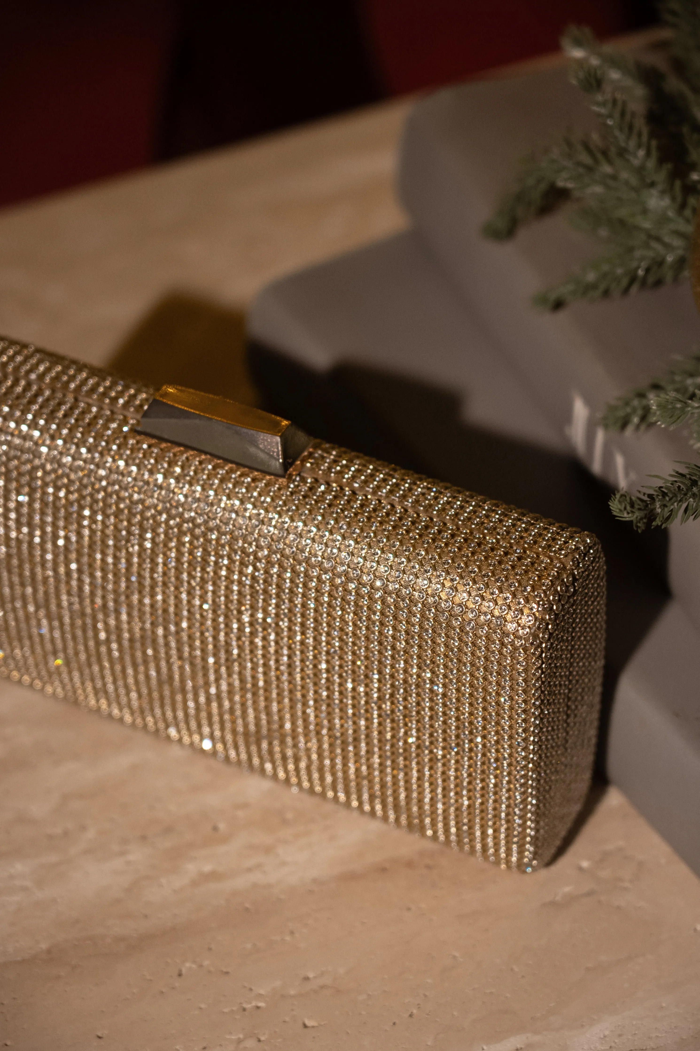 Gold Diamante Clutch Bag