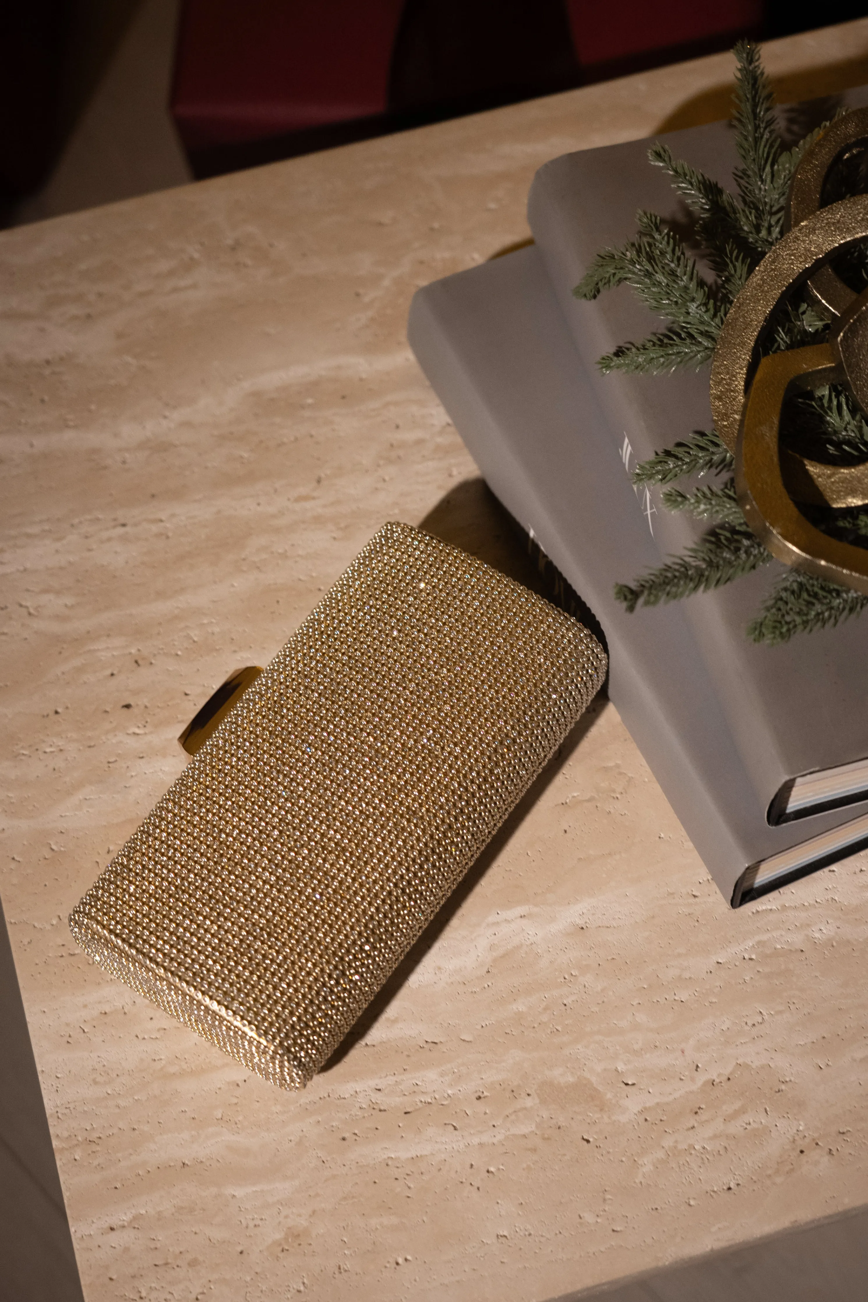 Gold Diamante Clutch Bag