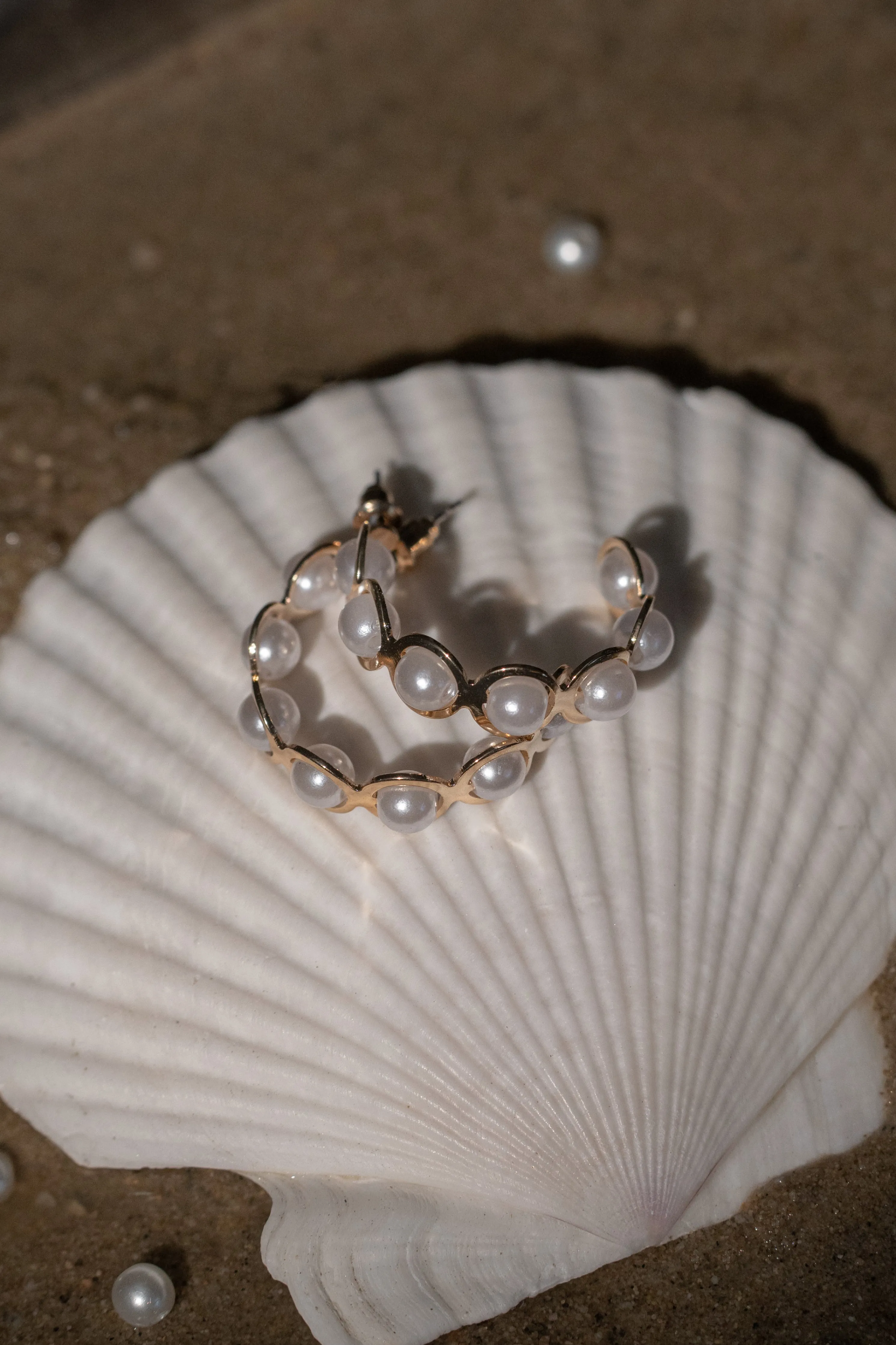 Gold Enchanted Pearl Hoops