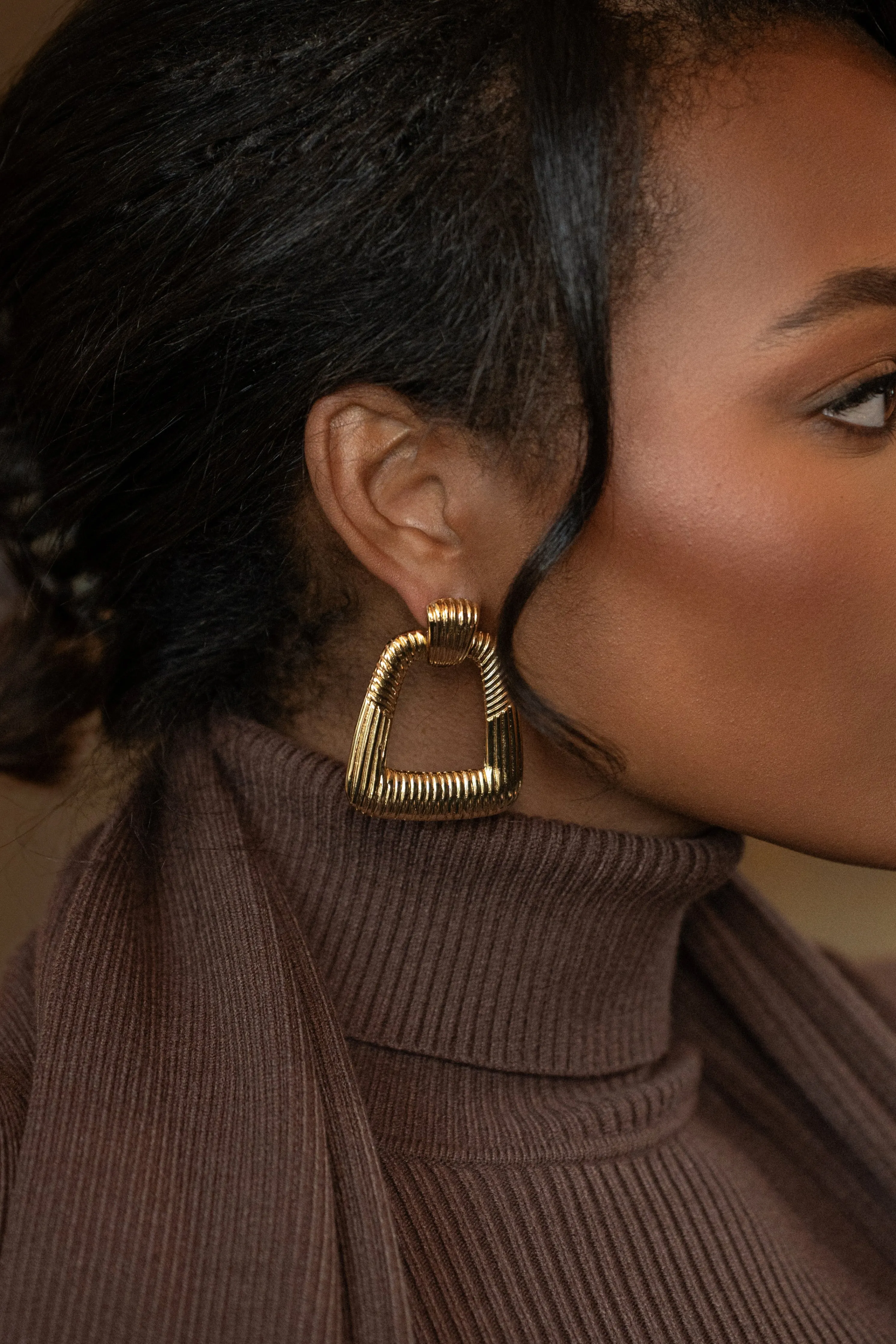 Gold Gina Texture Earrings