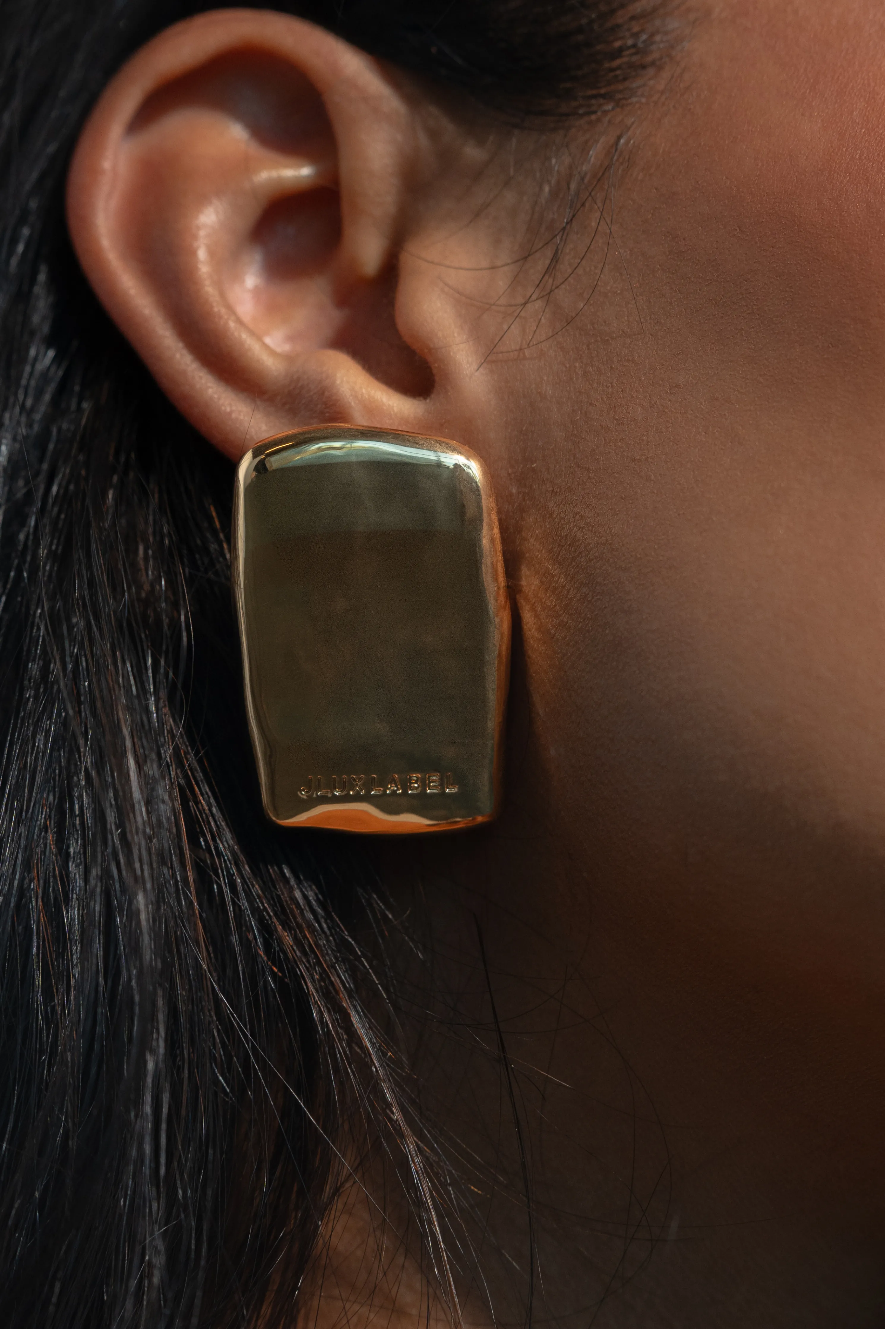 Gold JLUXLABEL Logo Earrings