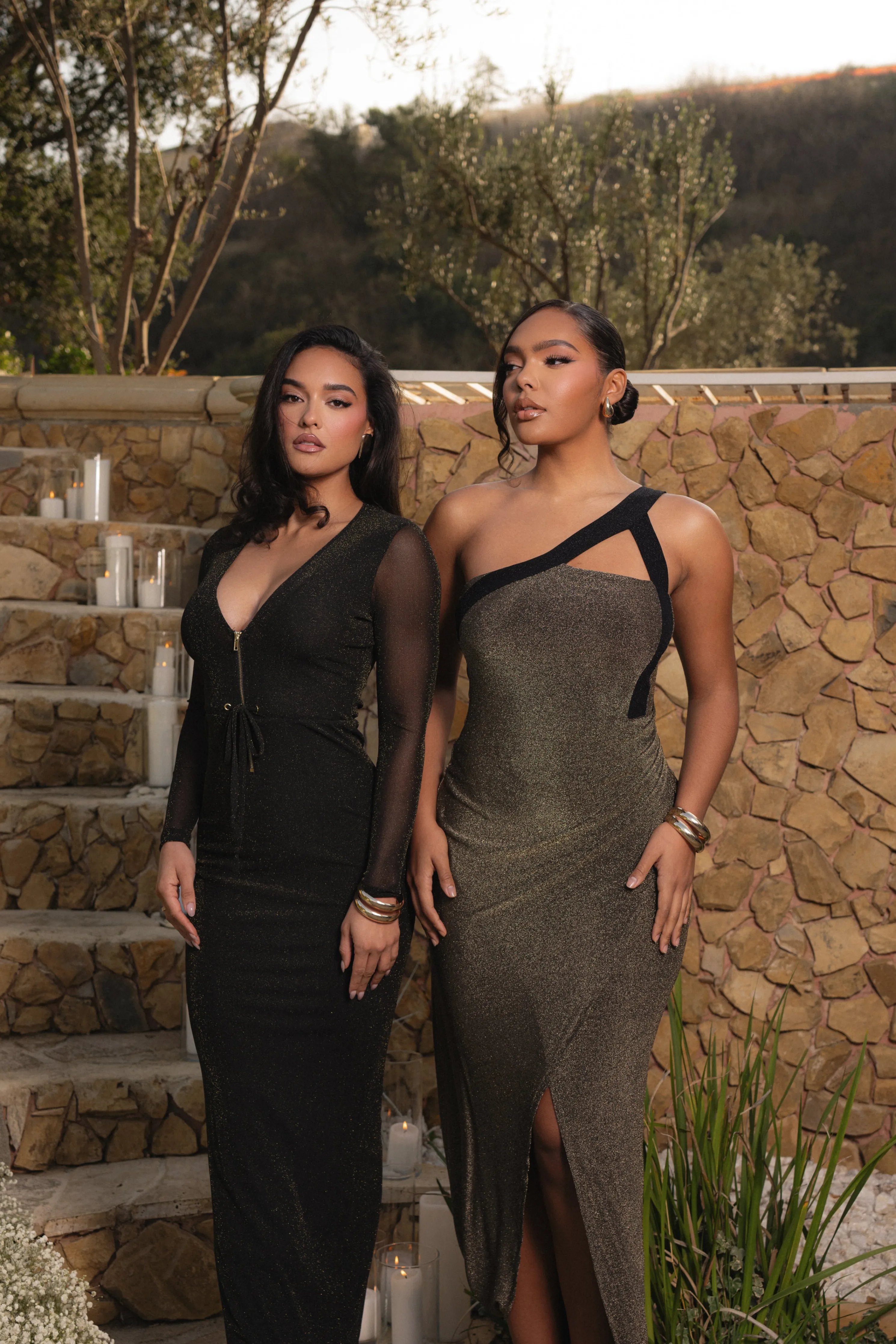 Gold Johan One Shoulder Maxi Dress