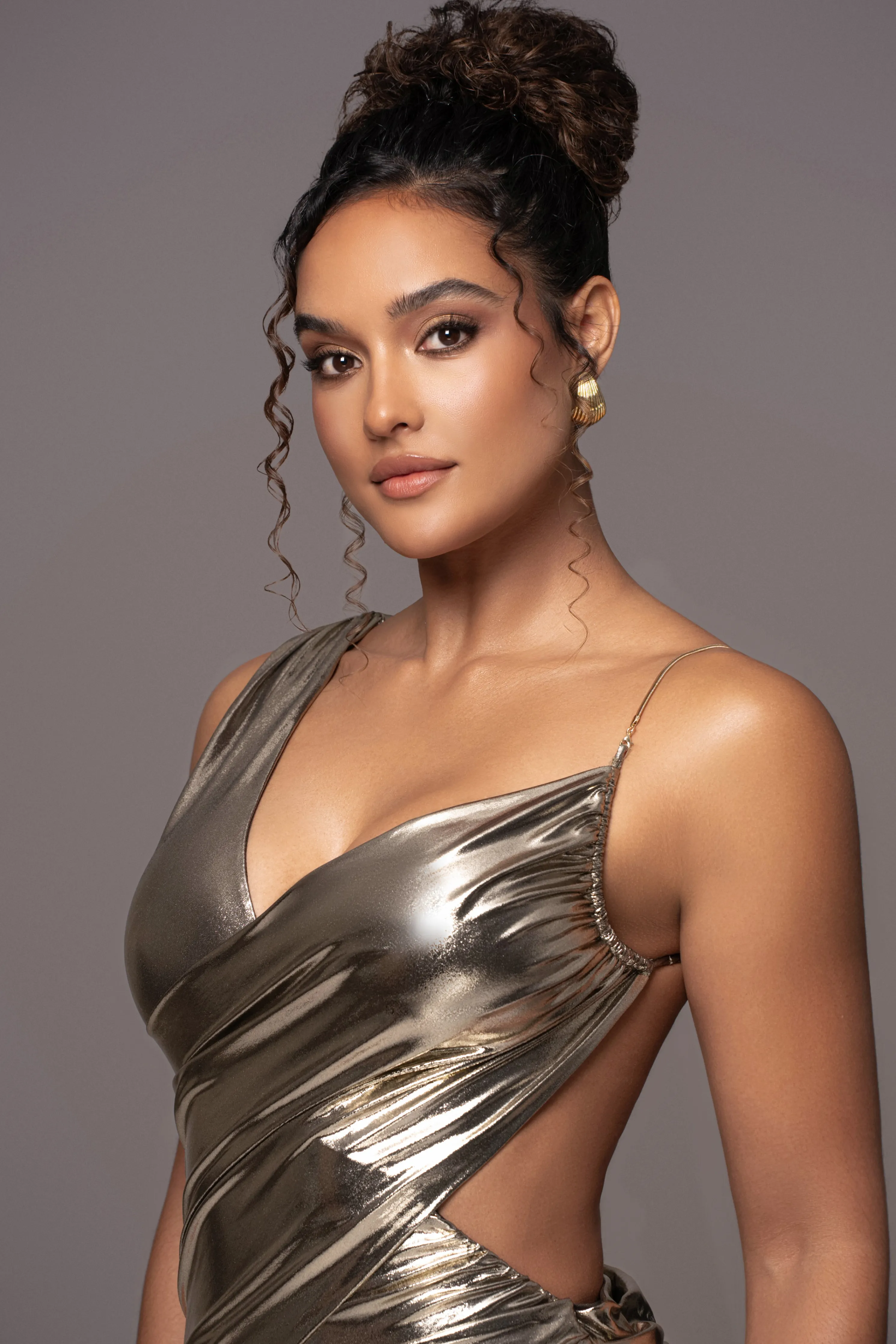 Gold Metallic Belle Maxi Dress