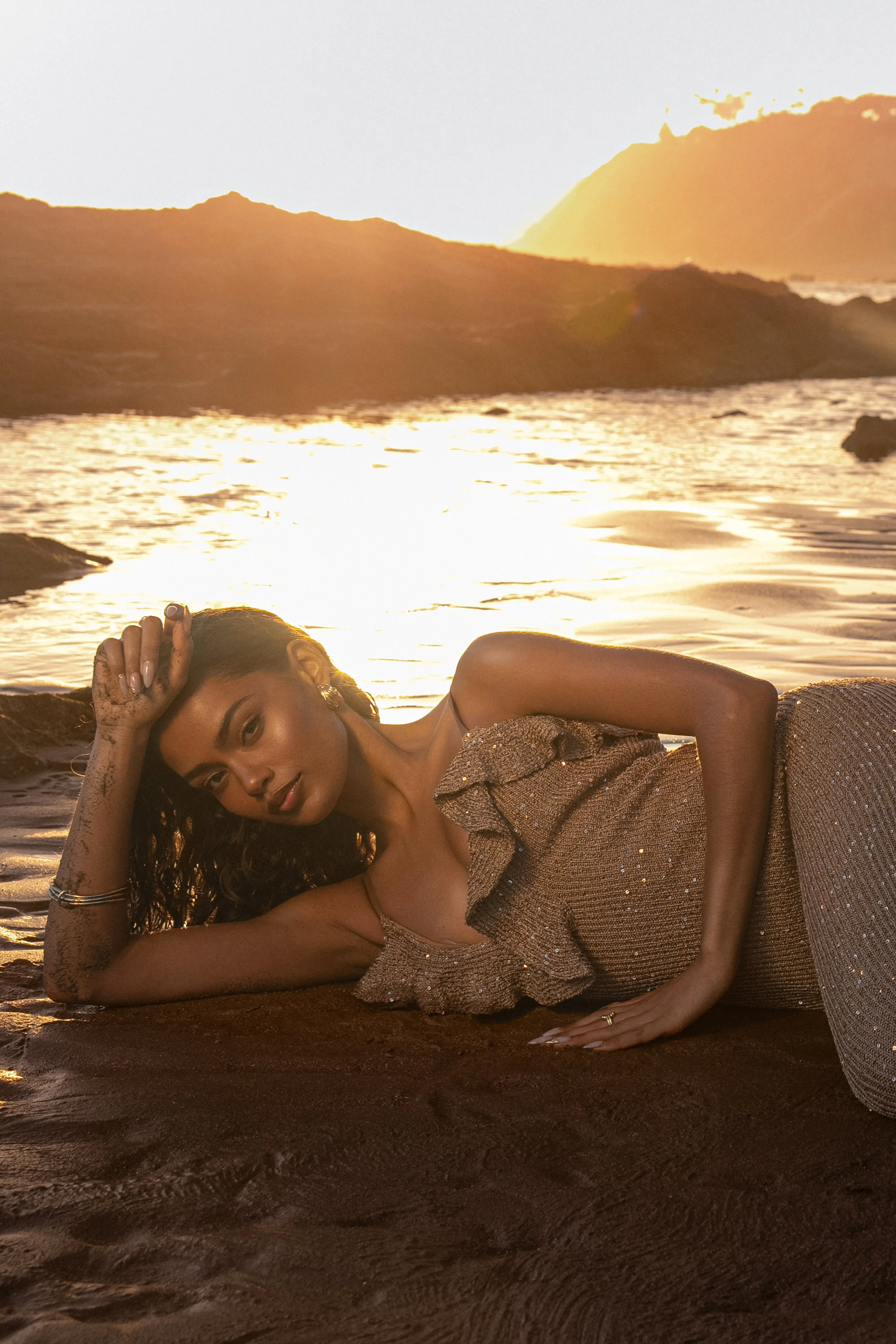 Gold Midnight Sparkle Maxi Dress