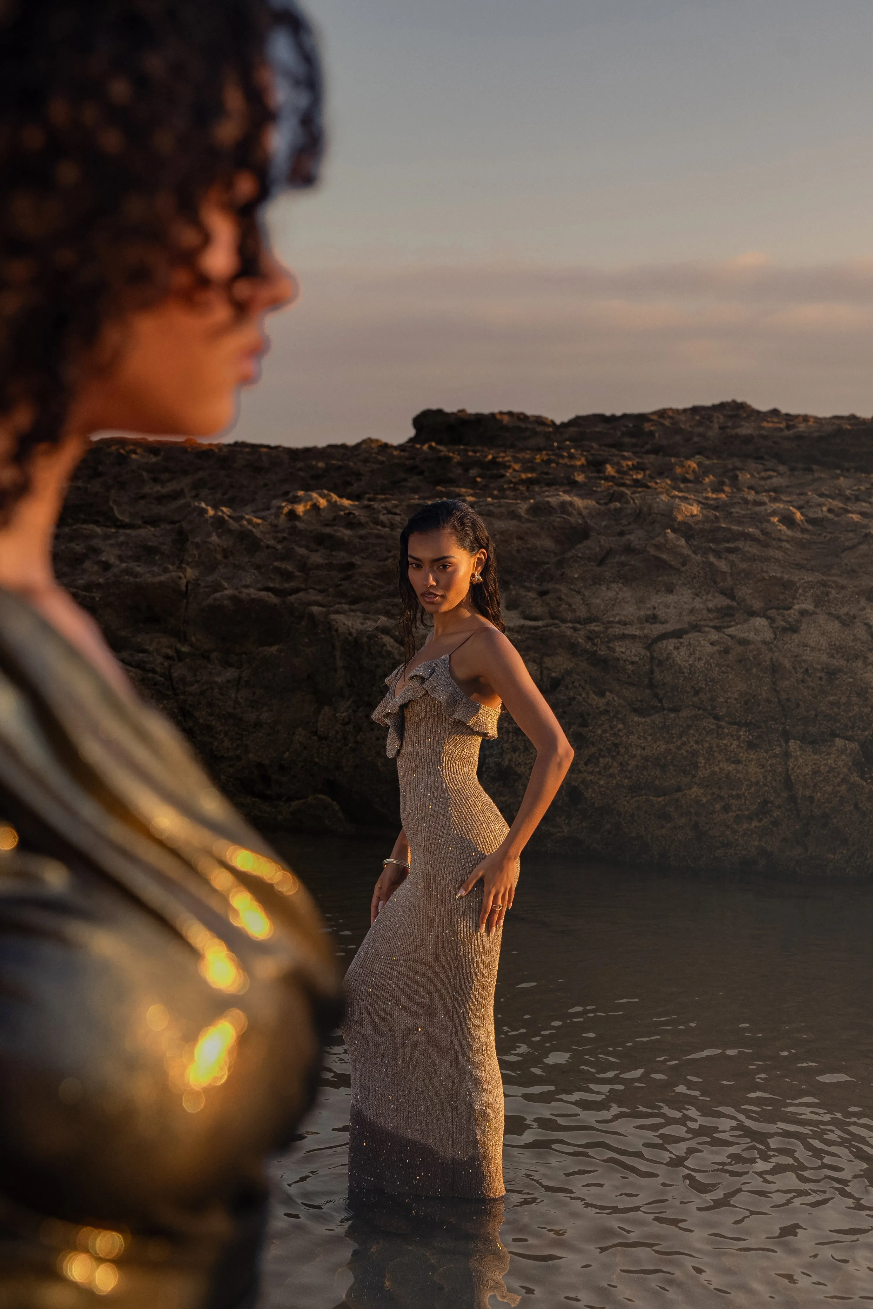 Gold Midnight Sparkle Maxi Dress