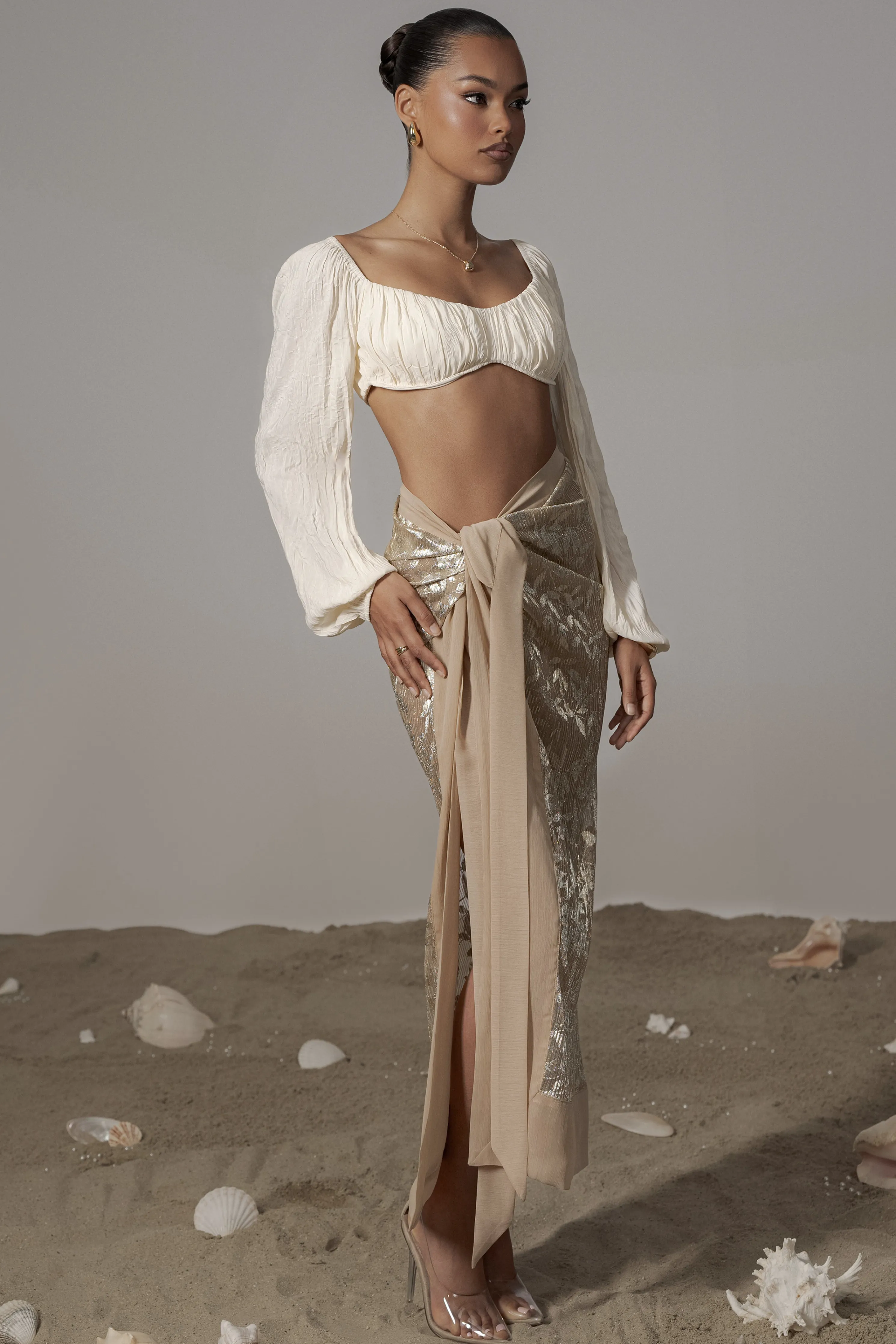 Gold Positano Printed Sarong Skirt