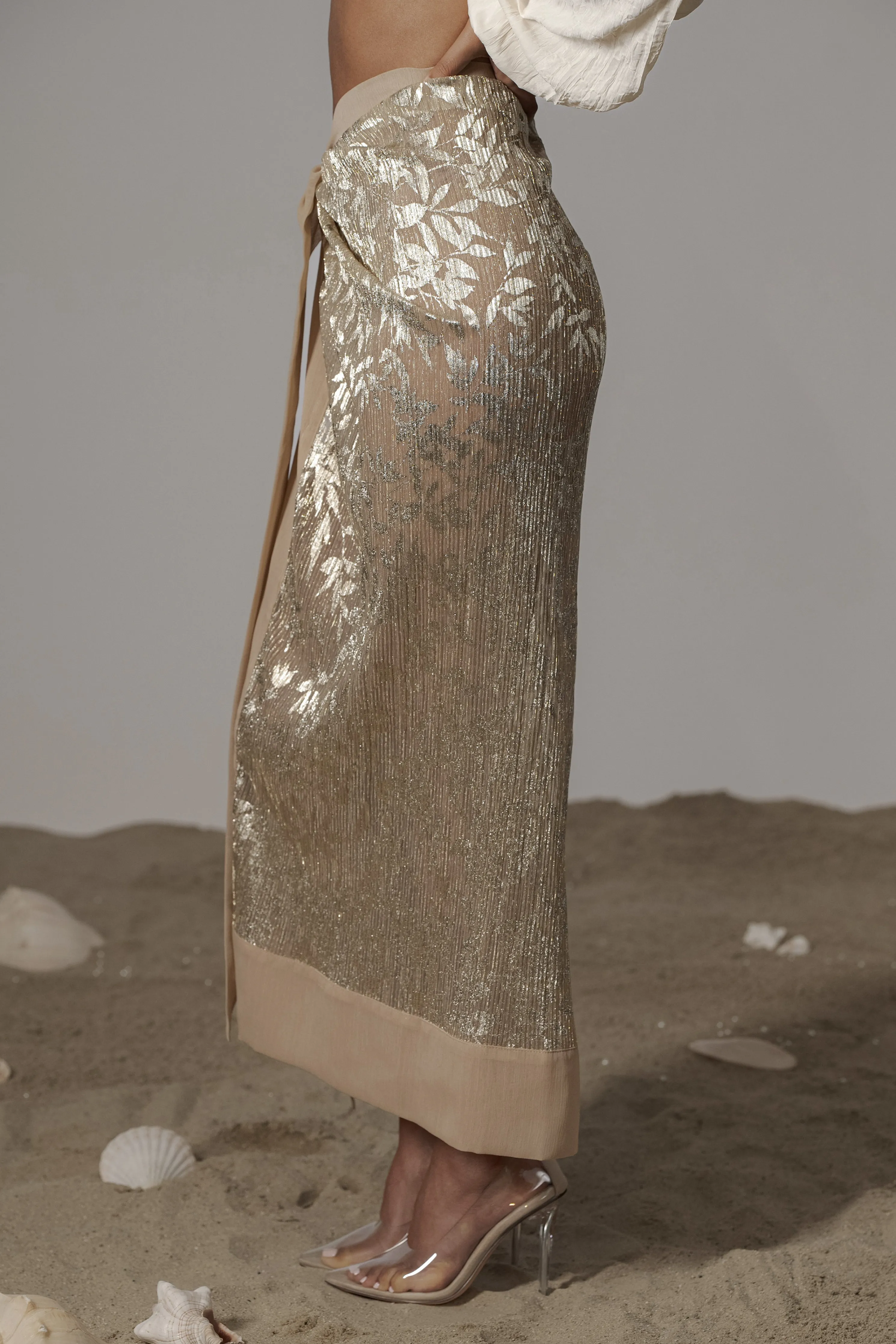 Gold Positano Printed Sarong Skirt