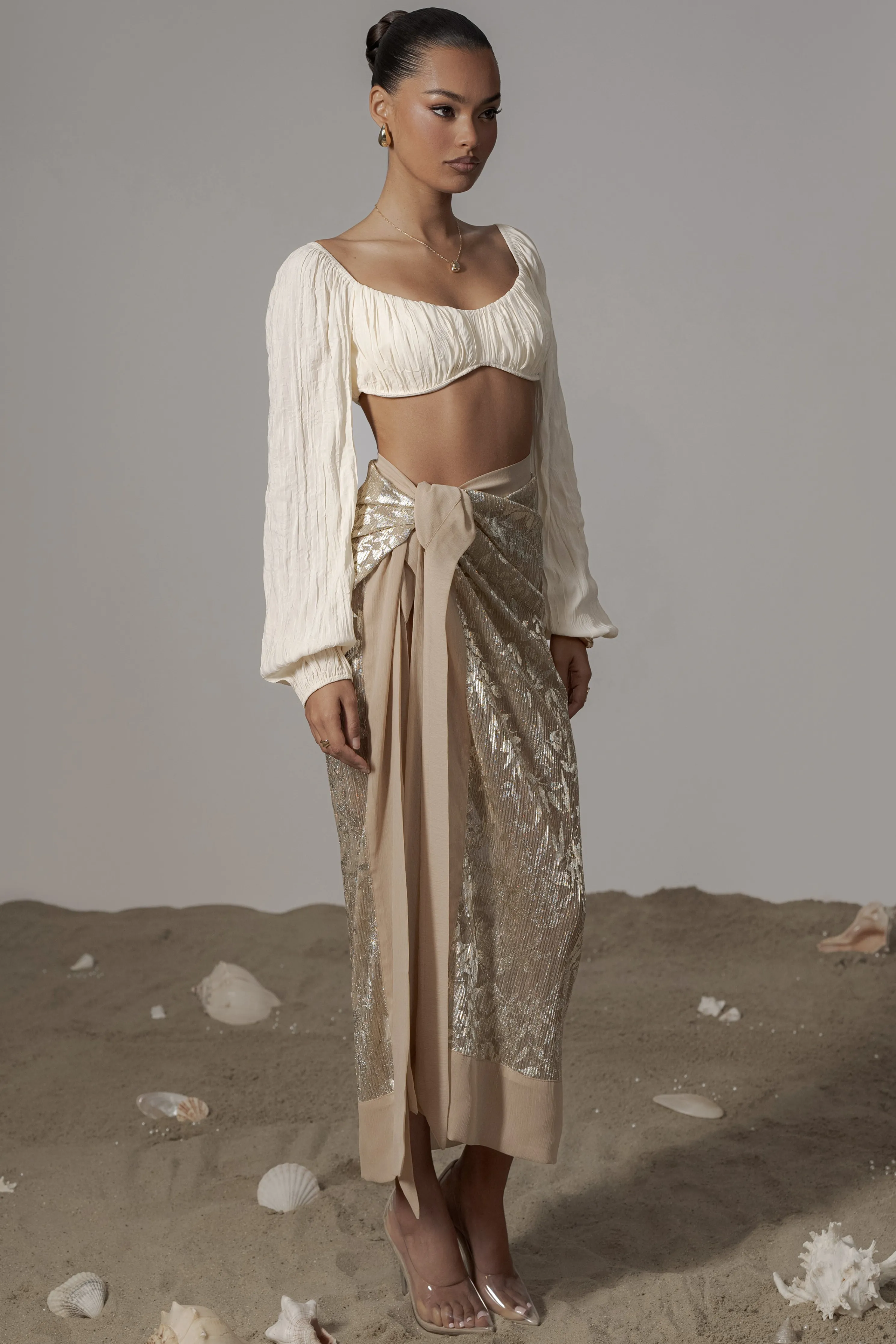 Gold Positano Printed Sarong Skirt