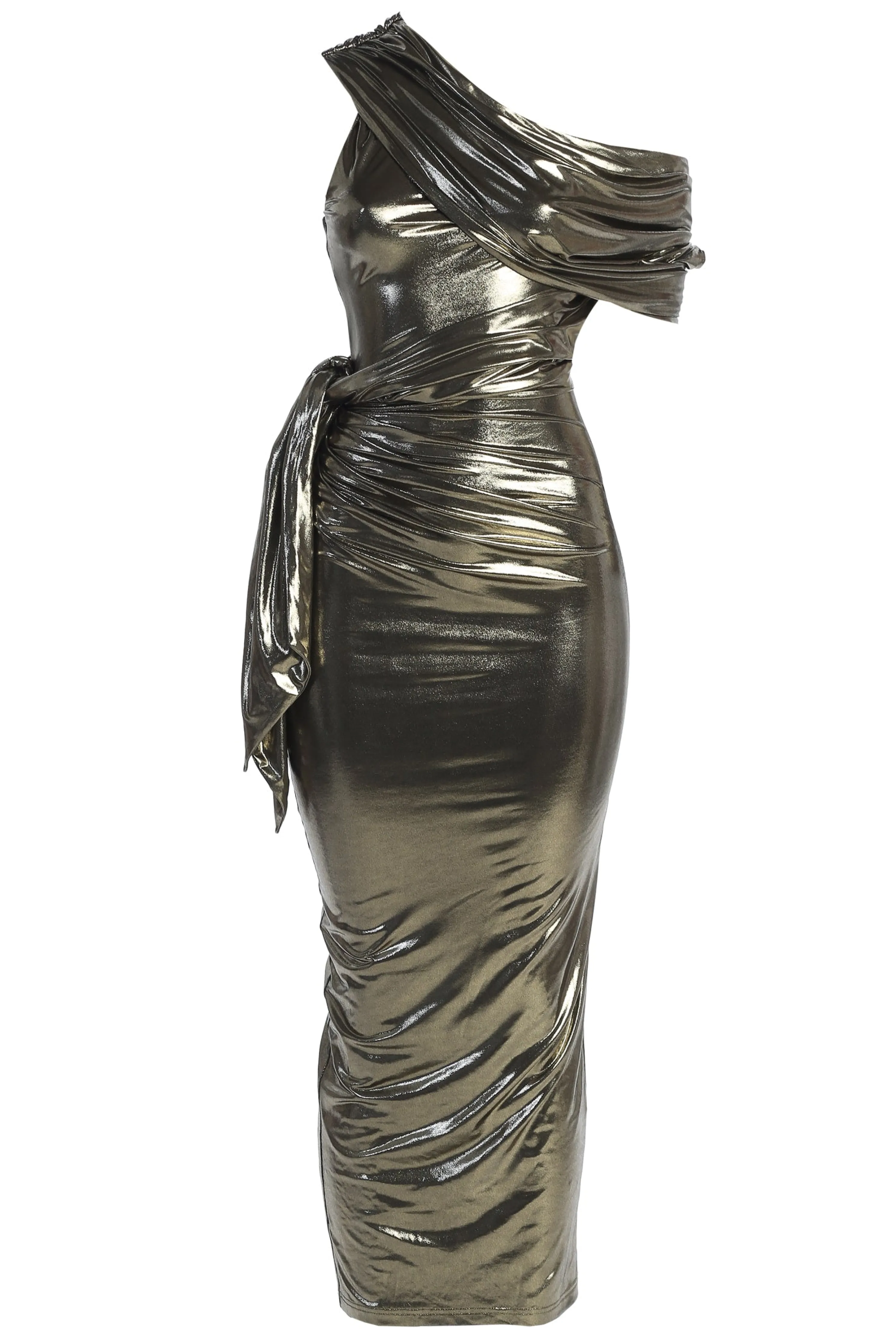 Gold Pristine Draped Maxi Dress