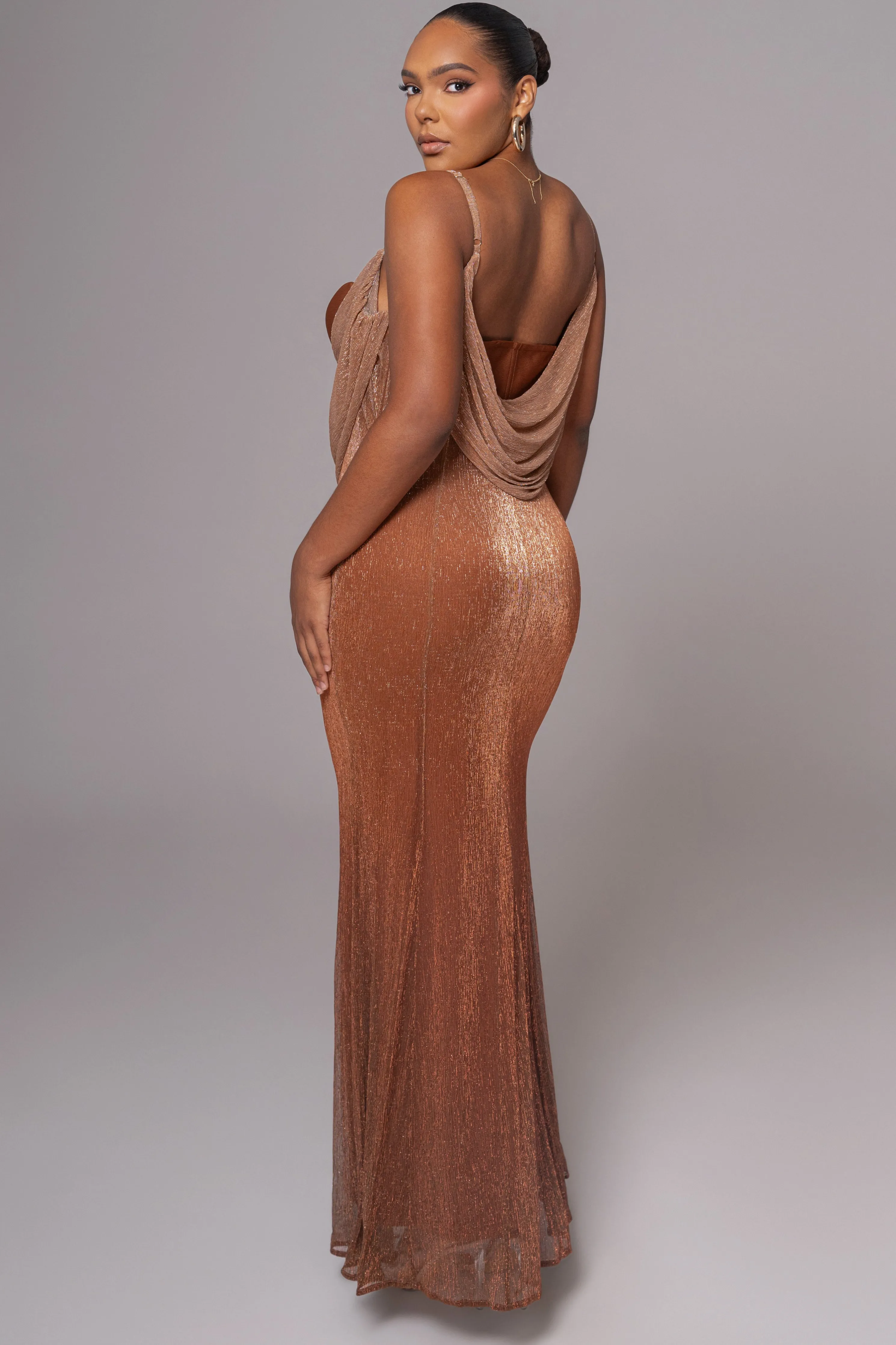 Gold Shimmery Nights Maxi Dress