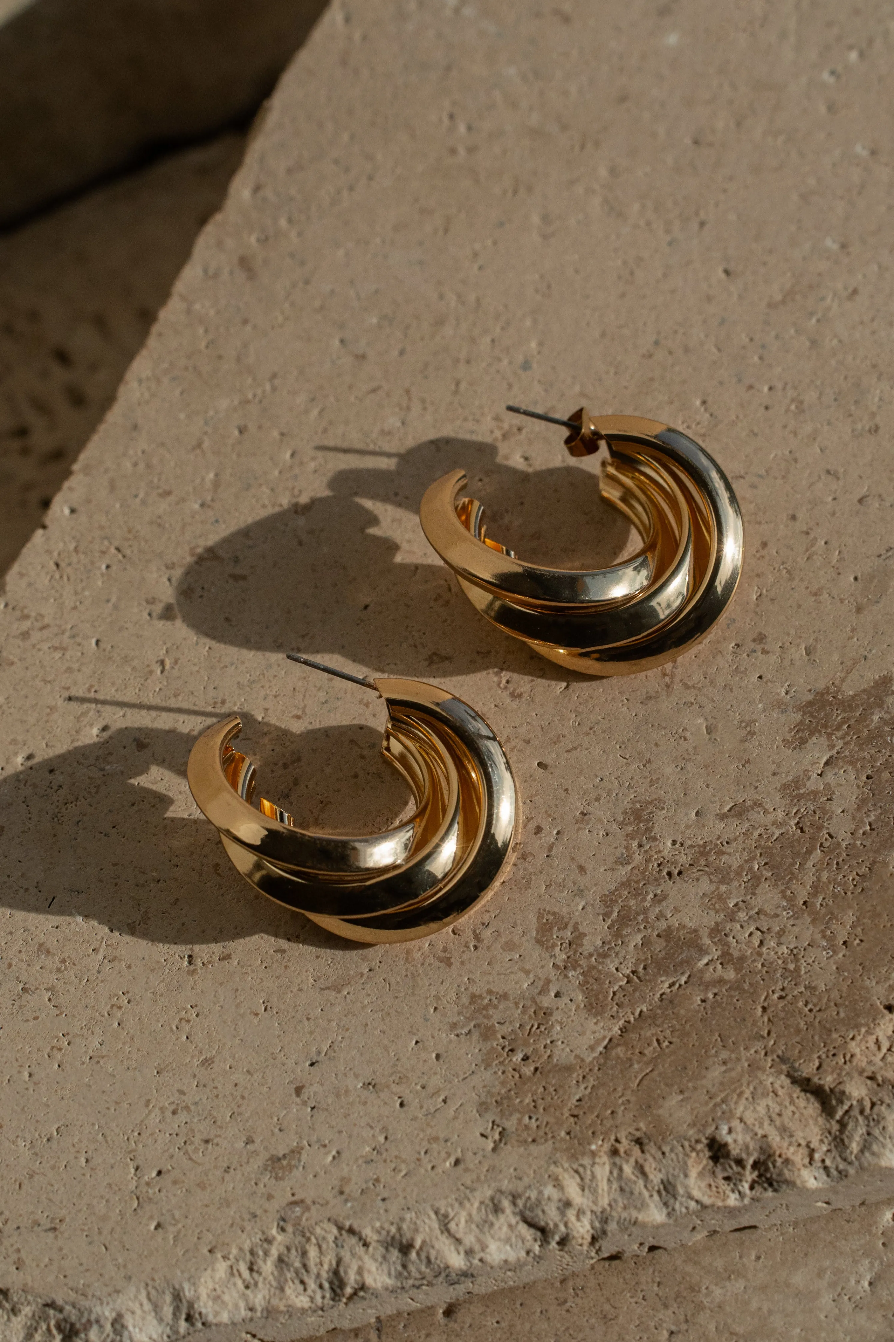 Gold Swirl Open Hoop Earring