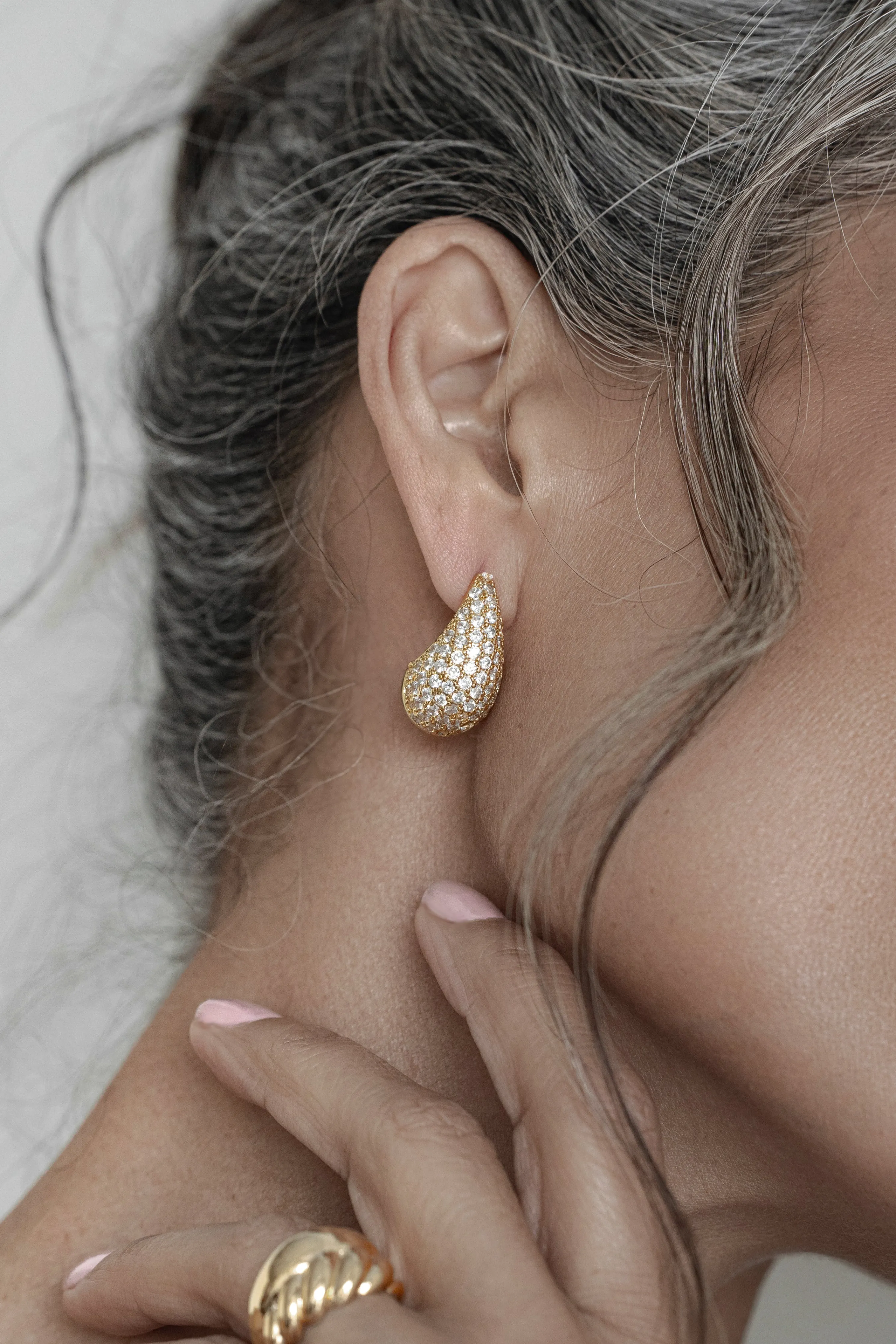 Gold Timeless Paved Earrings