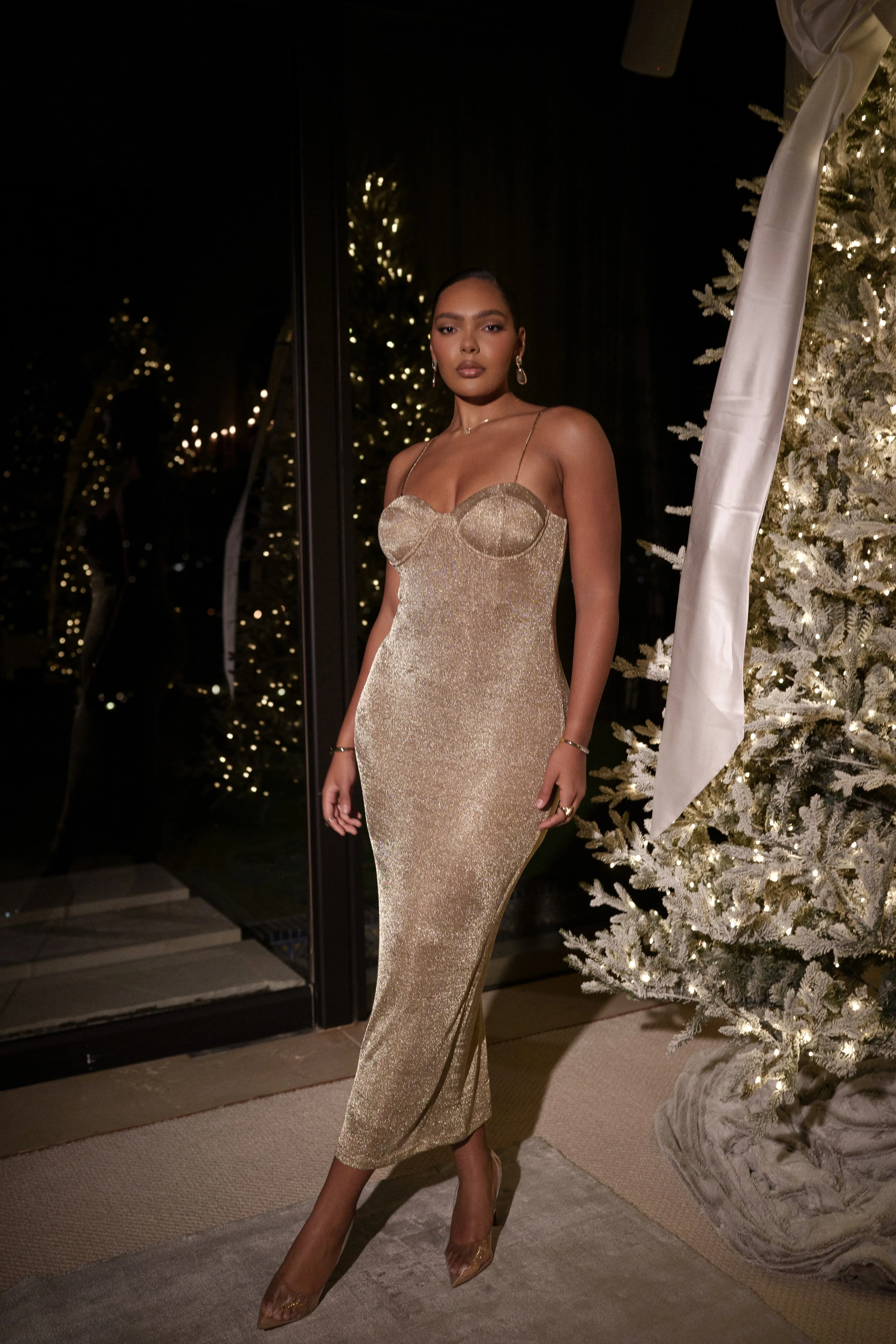 Gold Twilight Elegance Maxi Dress