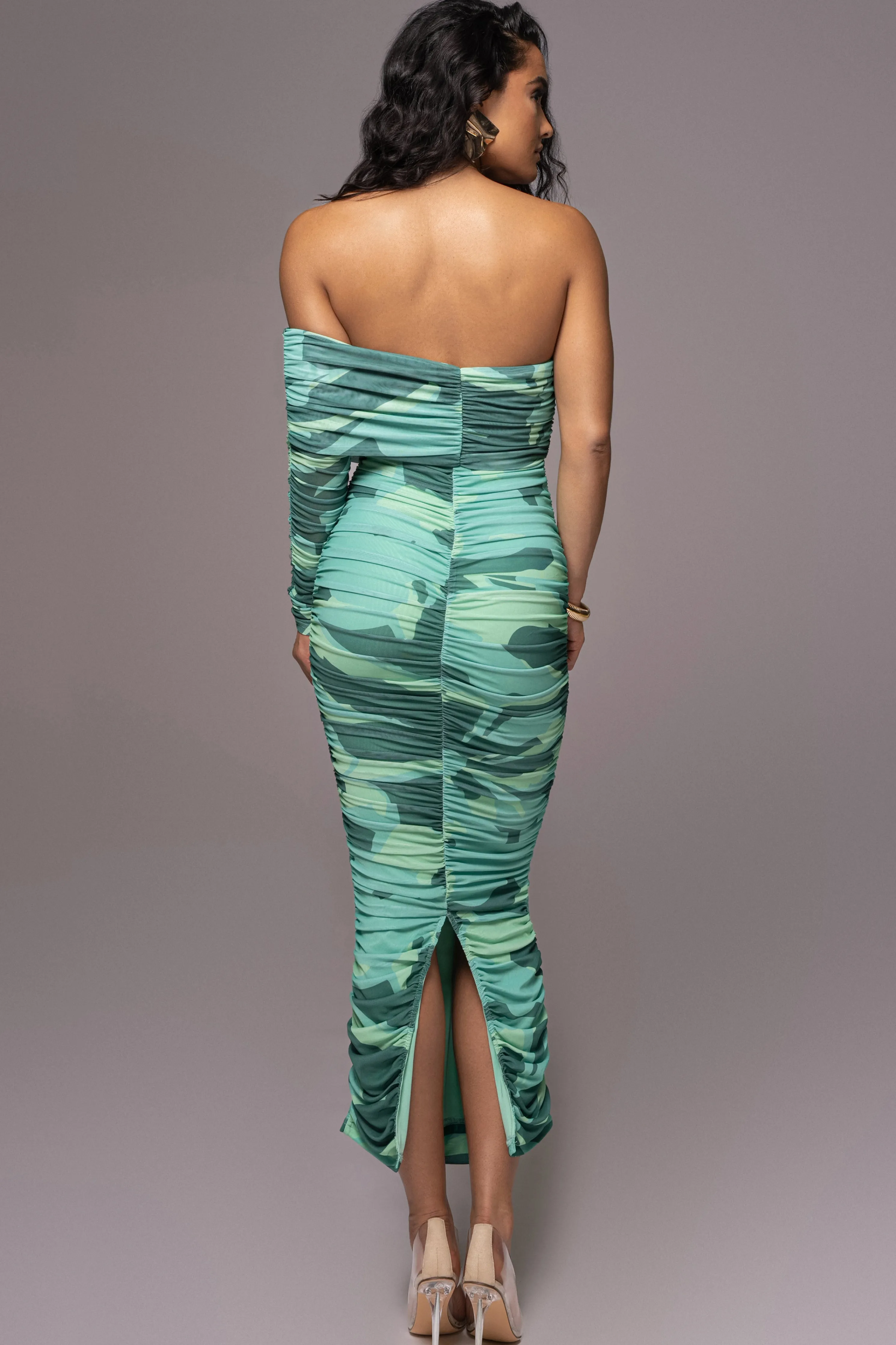 Green Capri Ruched Dress