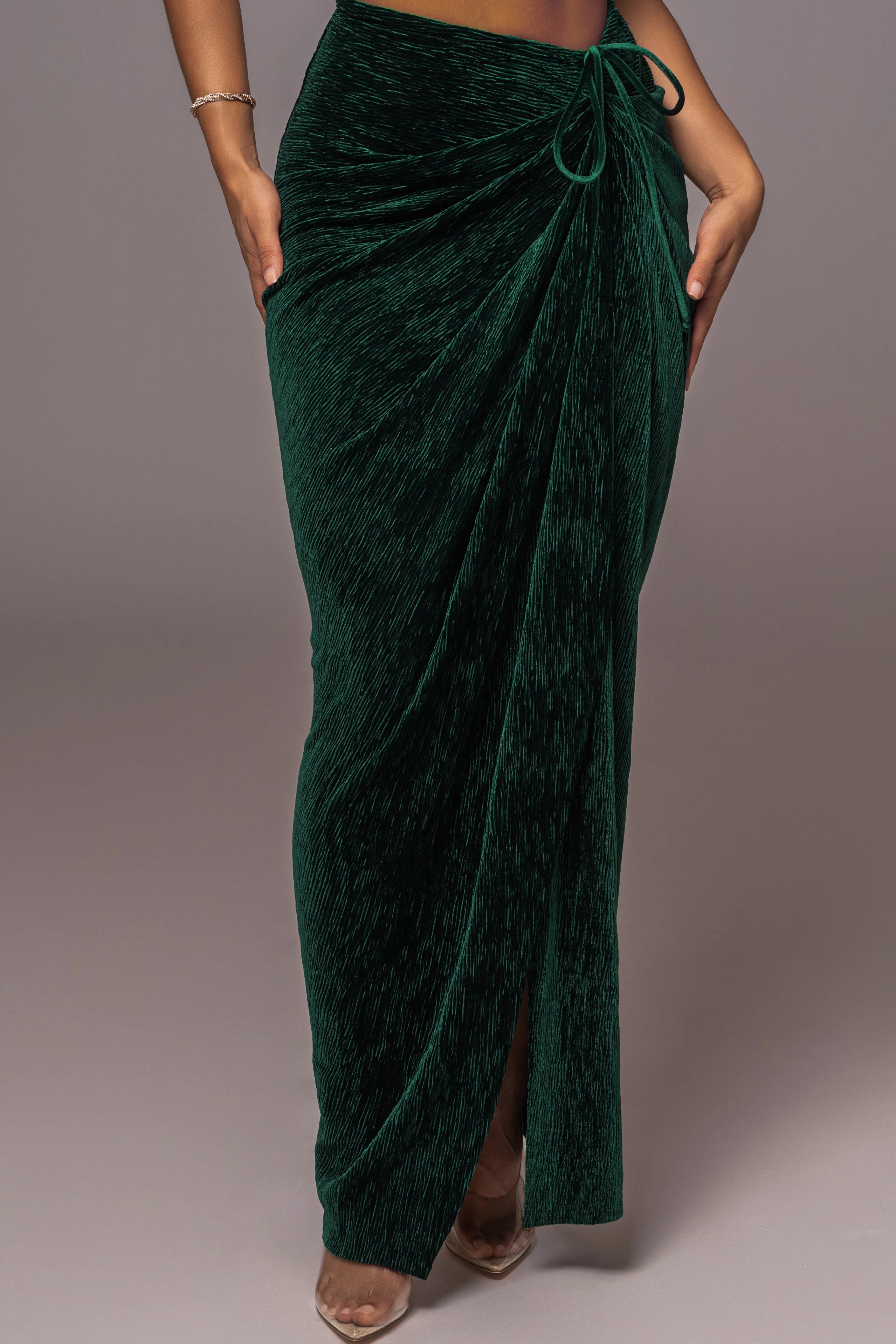 Green Chosen One Velvet Skirt Set