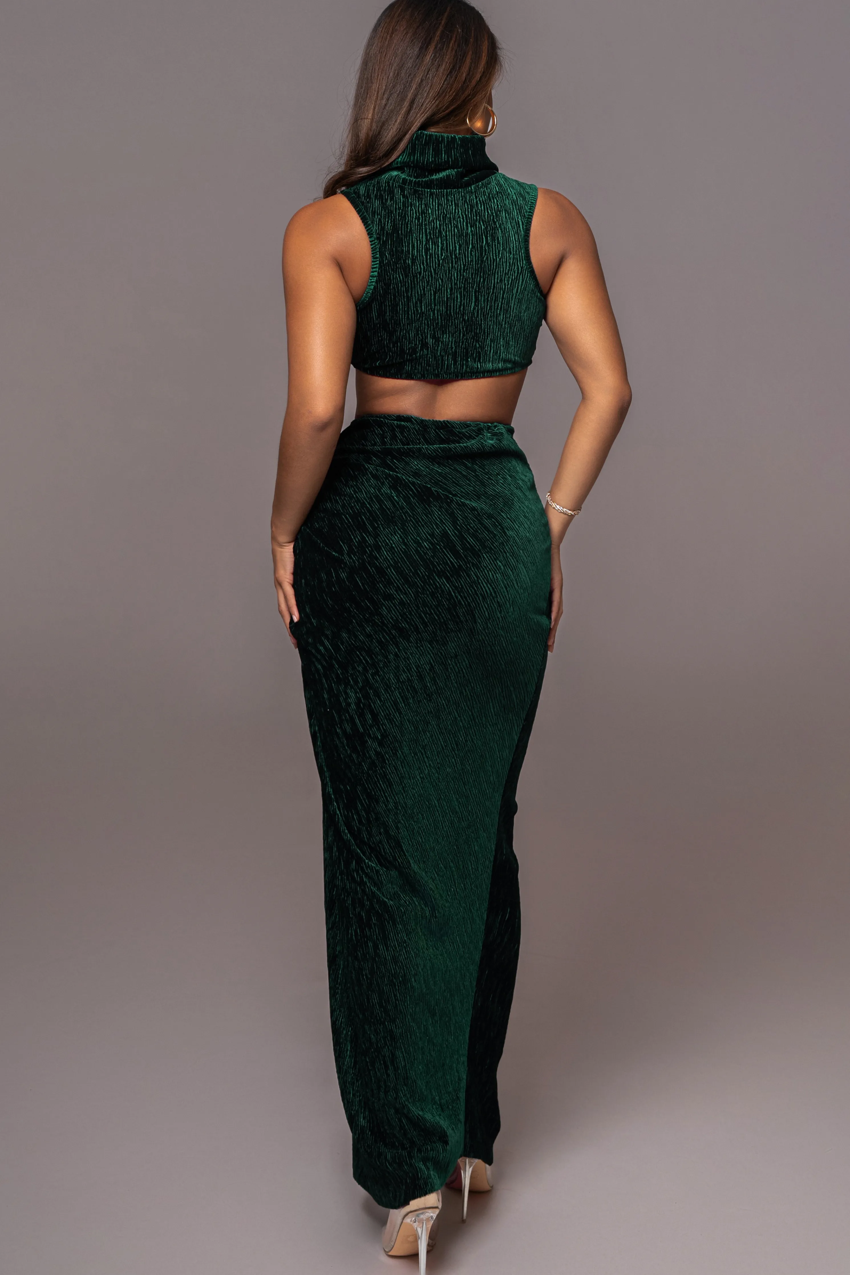 Green Chosen One Velvet Skirt Set