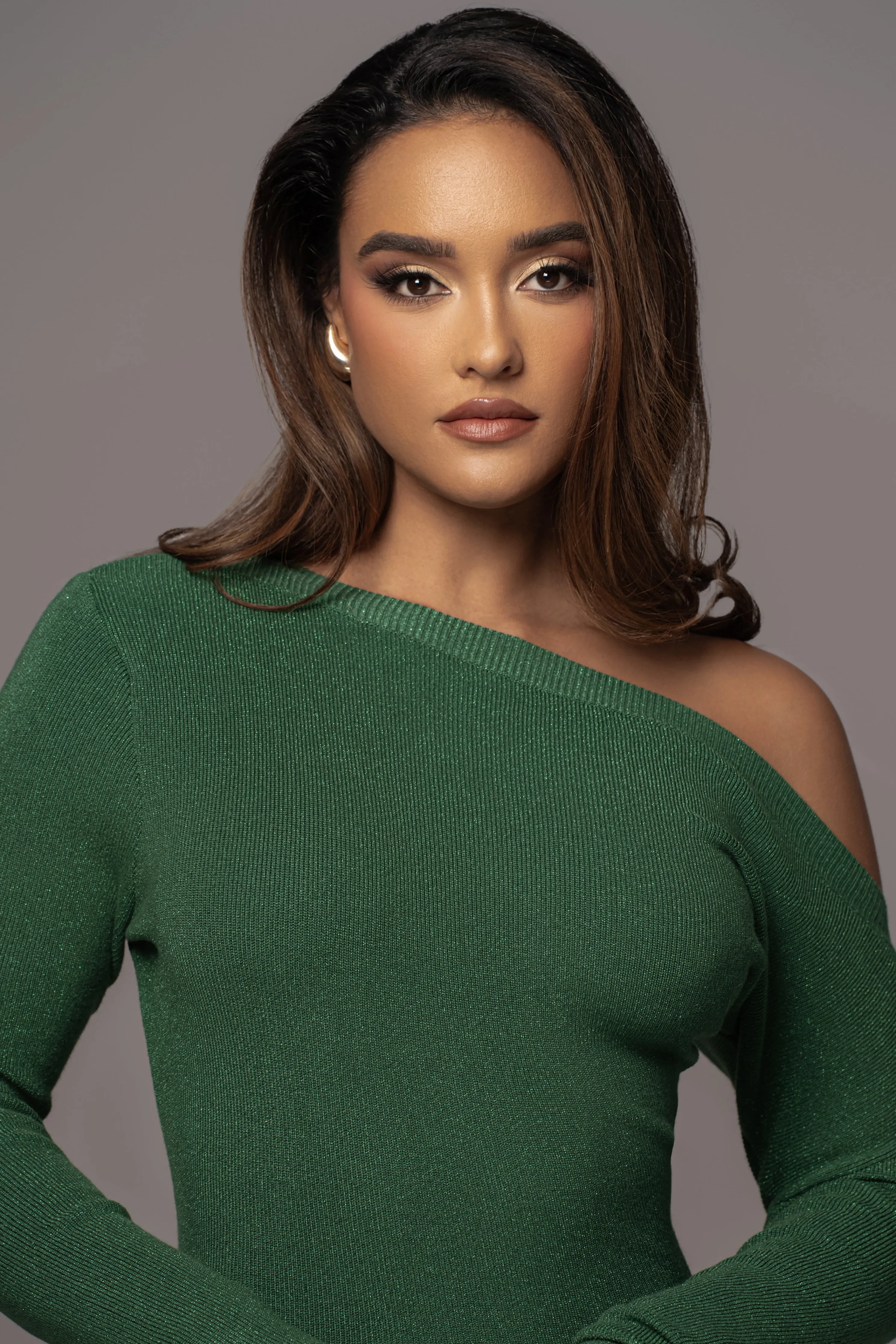 Green Night Shimmers Asymmetrical Maxi Dress