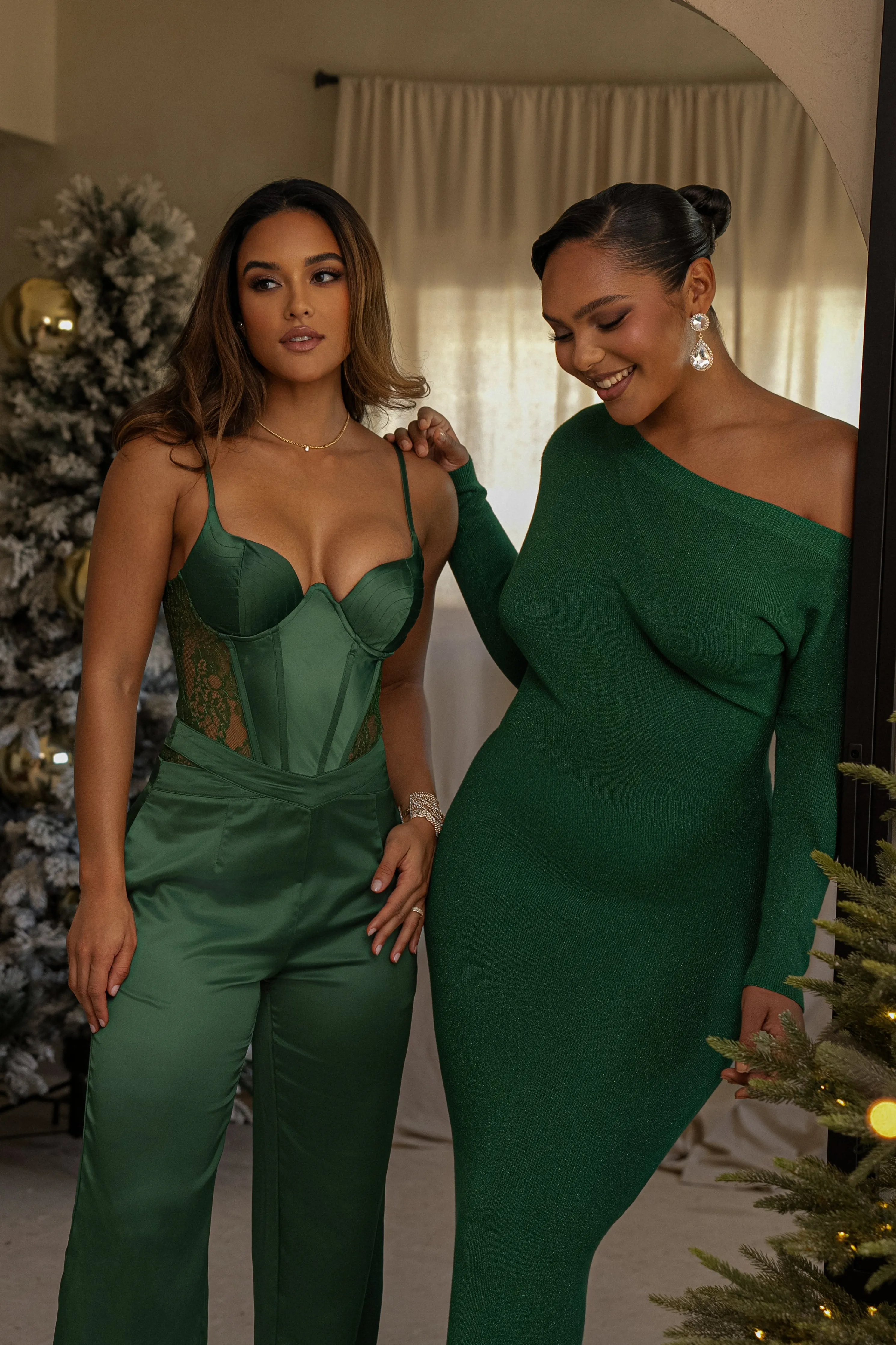 Green Night Shimmers Asymmetrical Maxi Dress