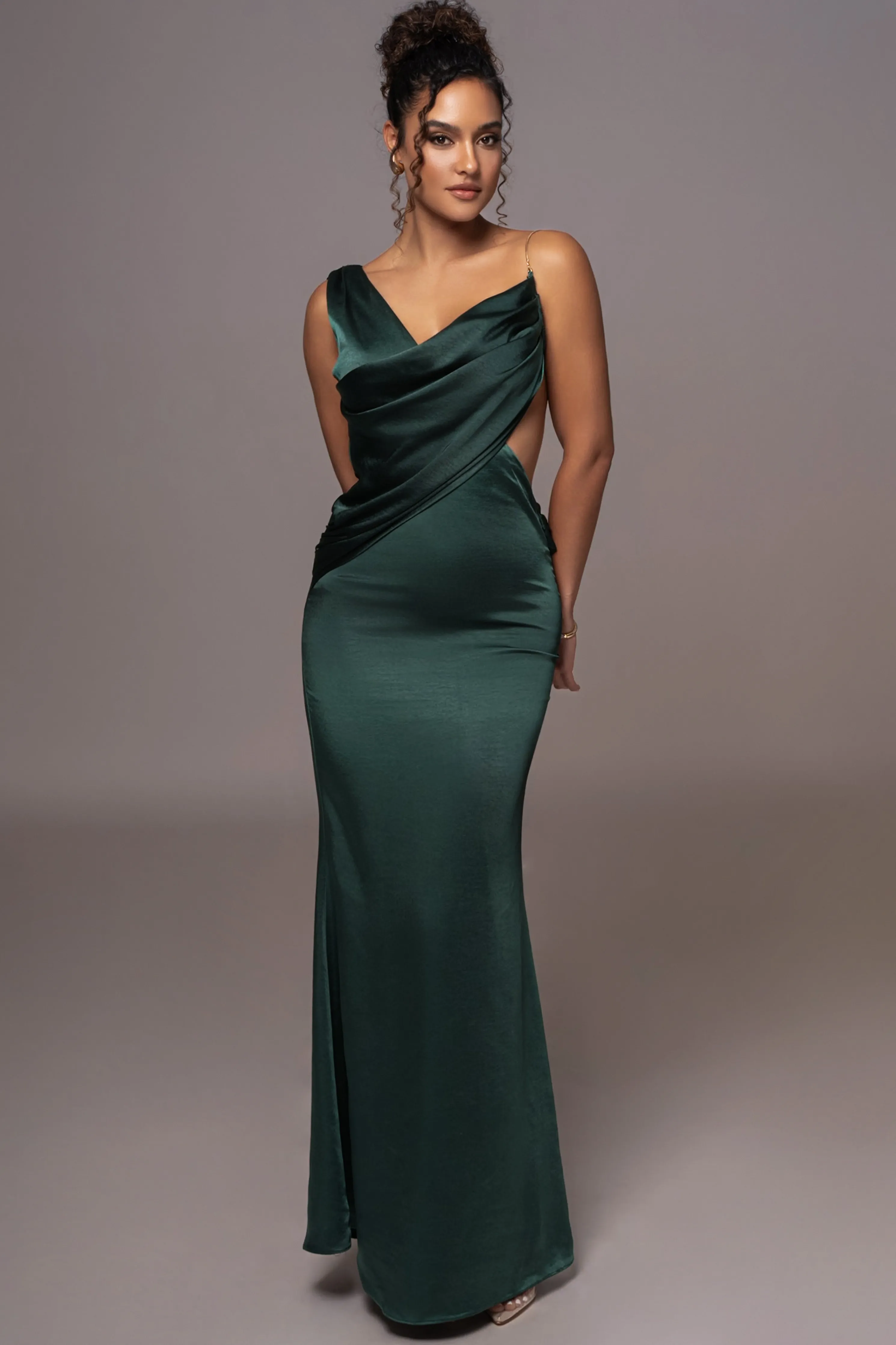 Green Satin Belle Maxi Dress