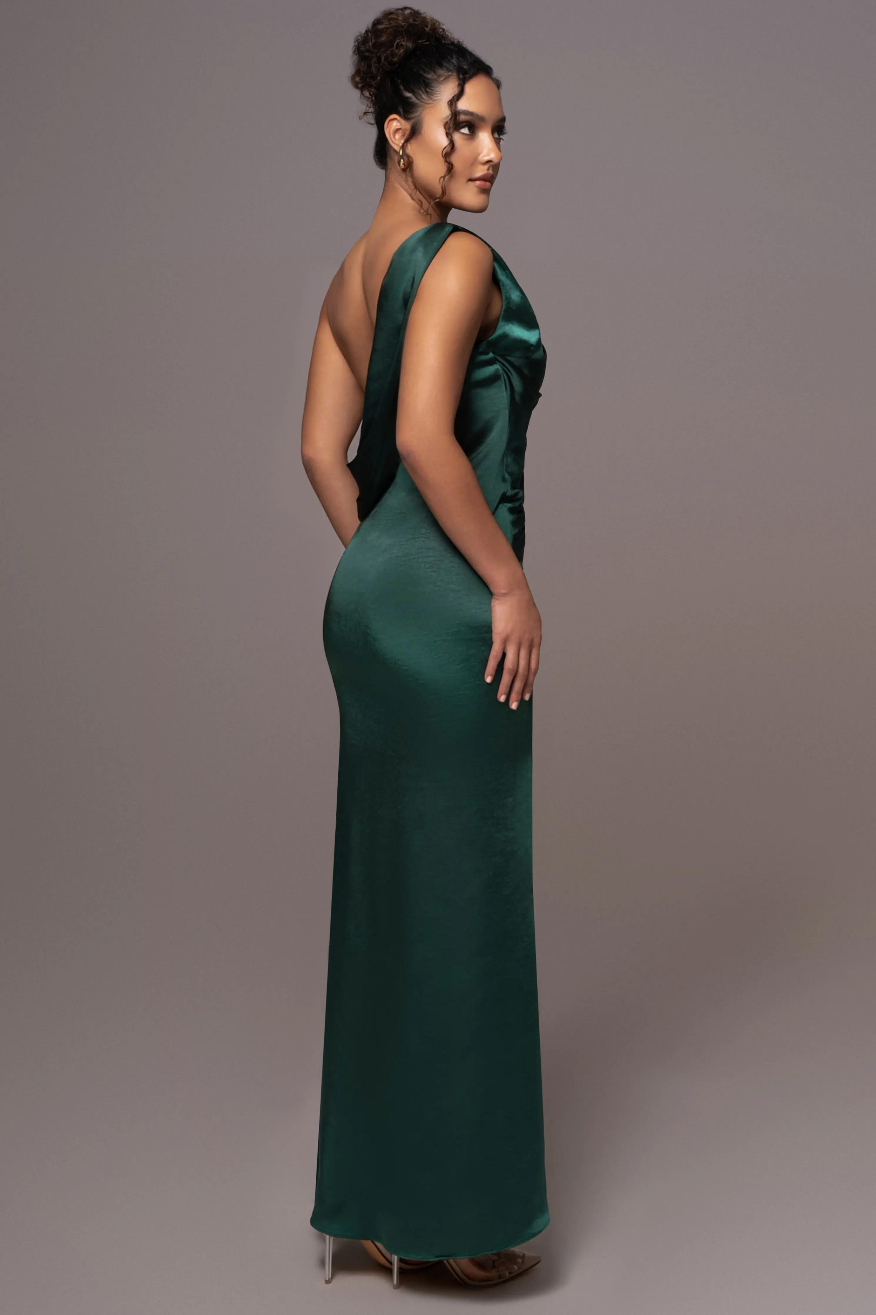 Green Satin Belle Maxi Dress