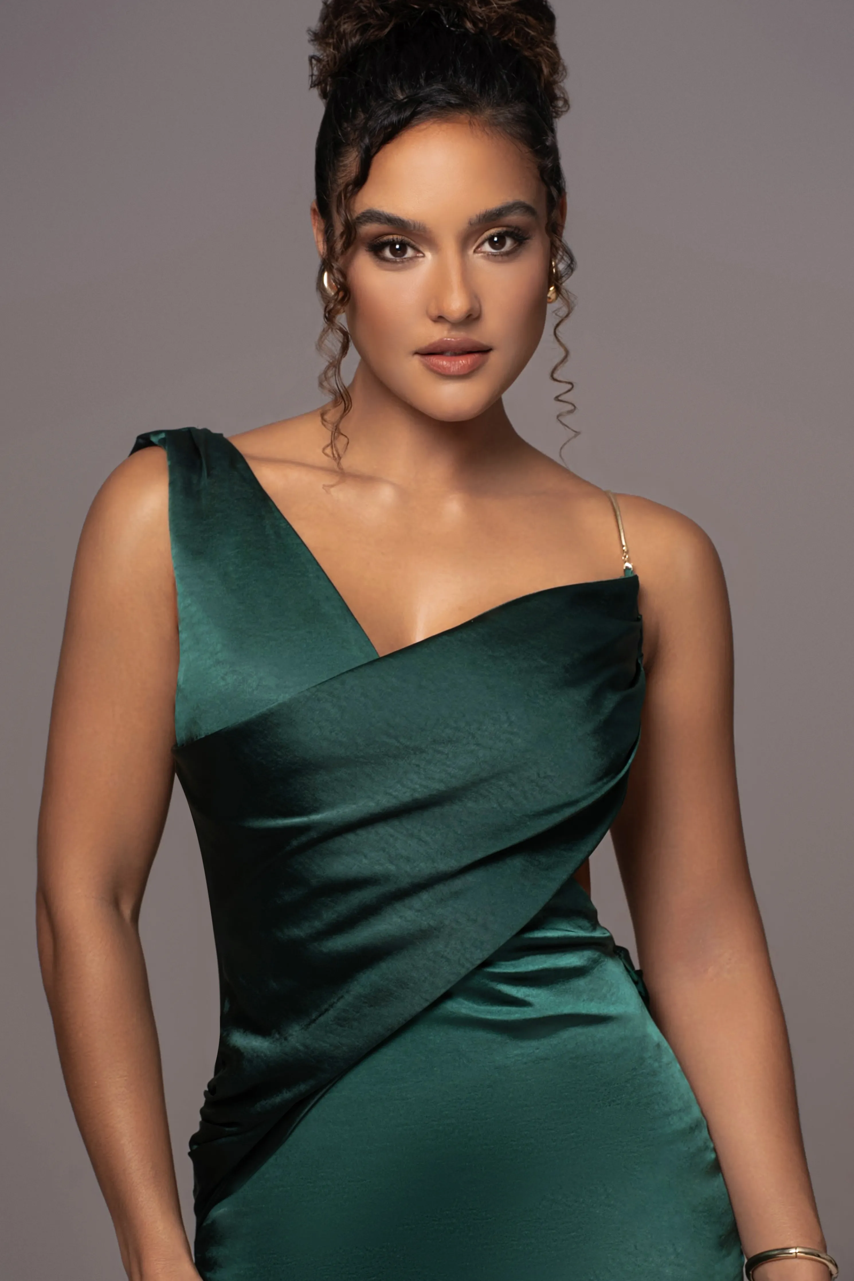 Green Satin Belle Maxi Dress