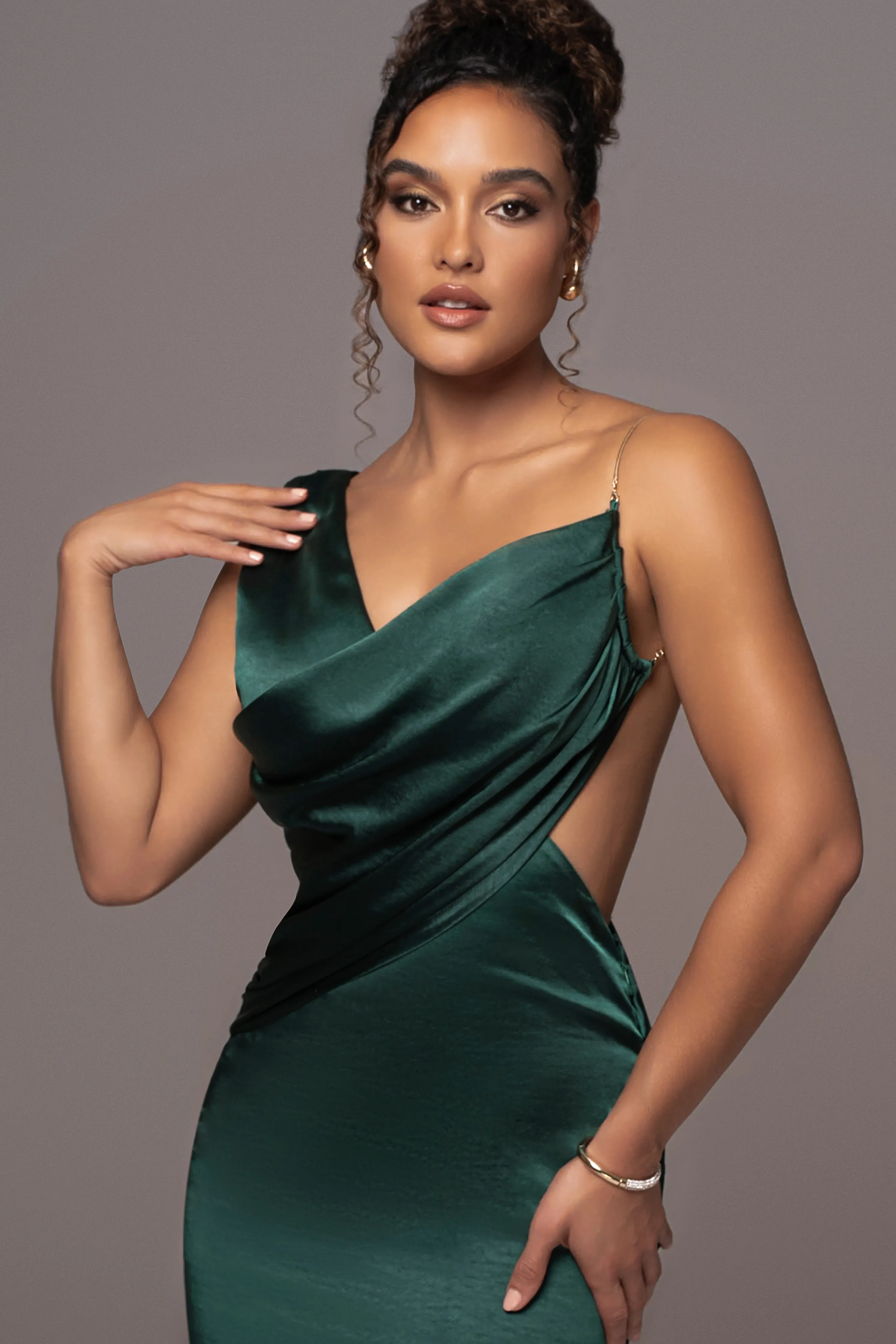 Green Satin Belle Maxi Dress