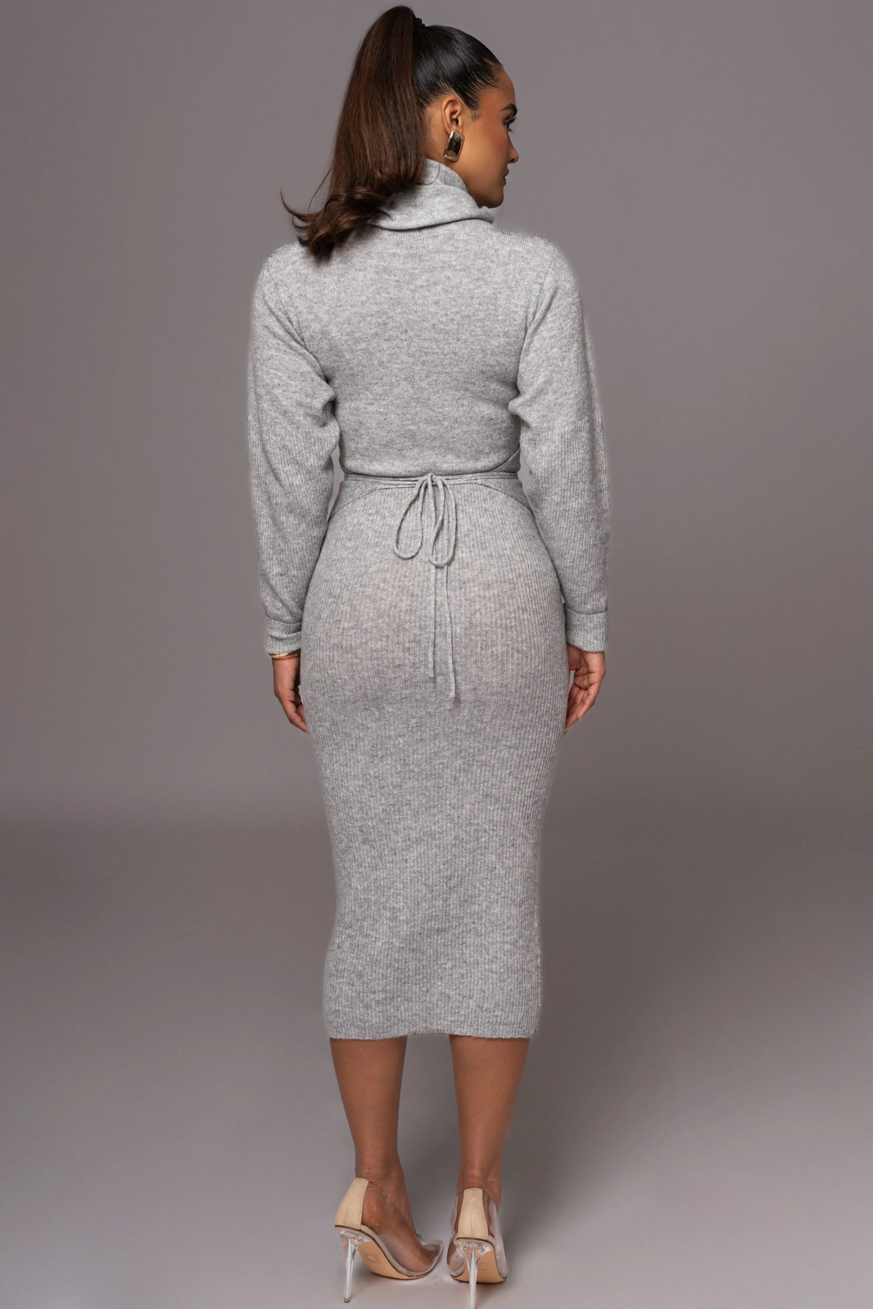 Grey Aubrey Turtleneck Sweater Dress