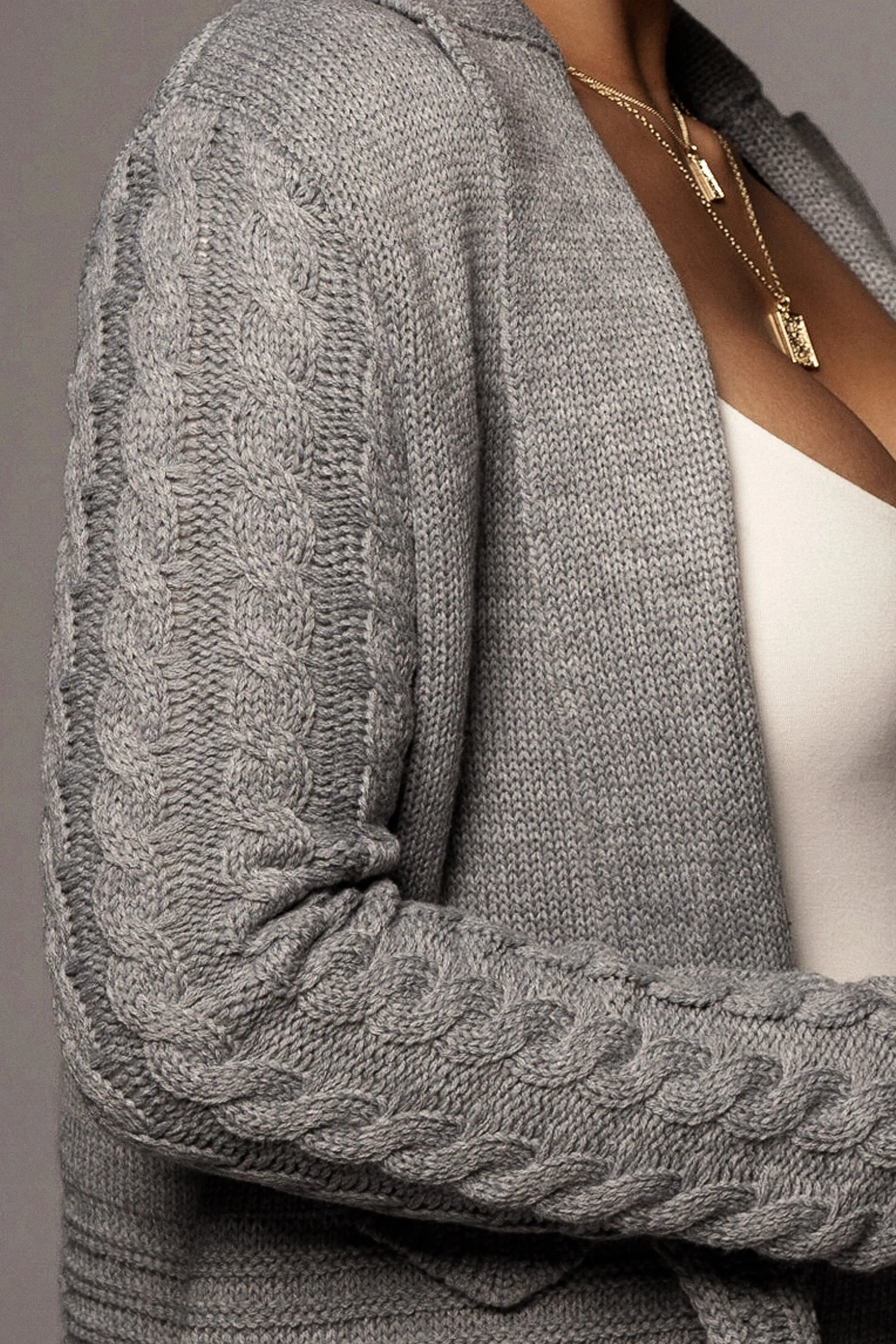Grey Evana Cable Knit Cardigan