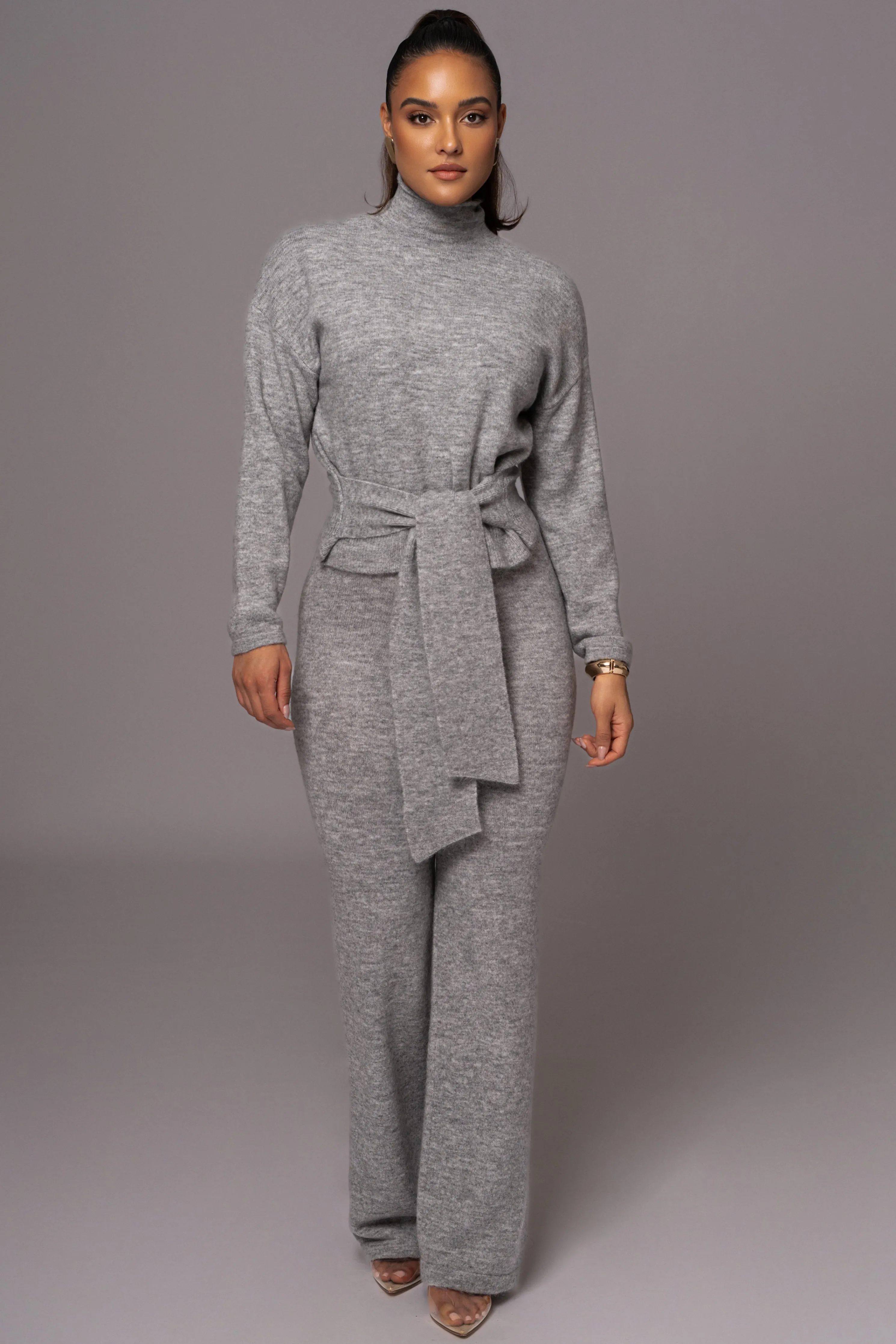 Grey Ivy Sweater Knit Pant Set