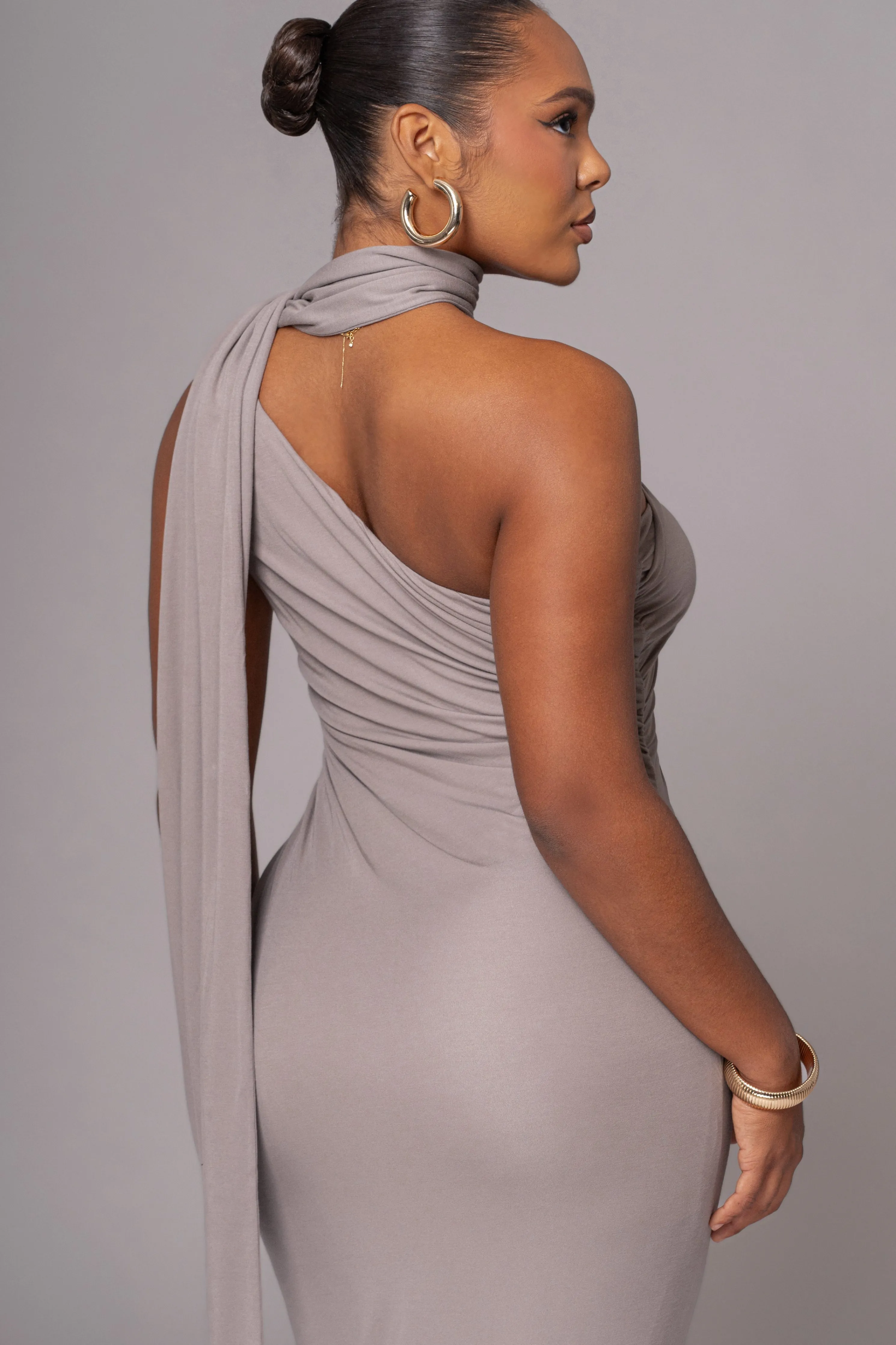Grey Kianna Drape Maxi Dress