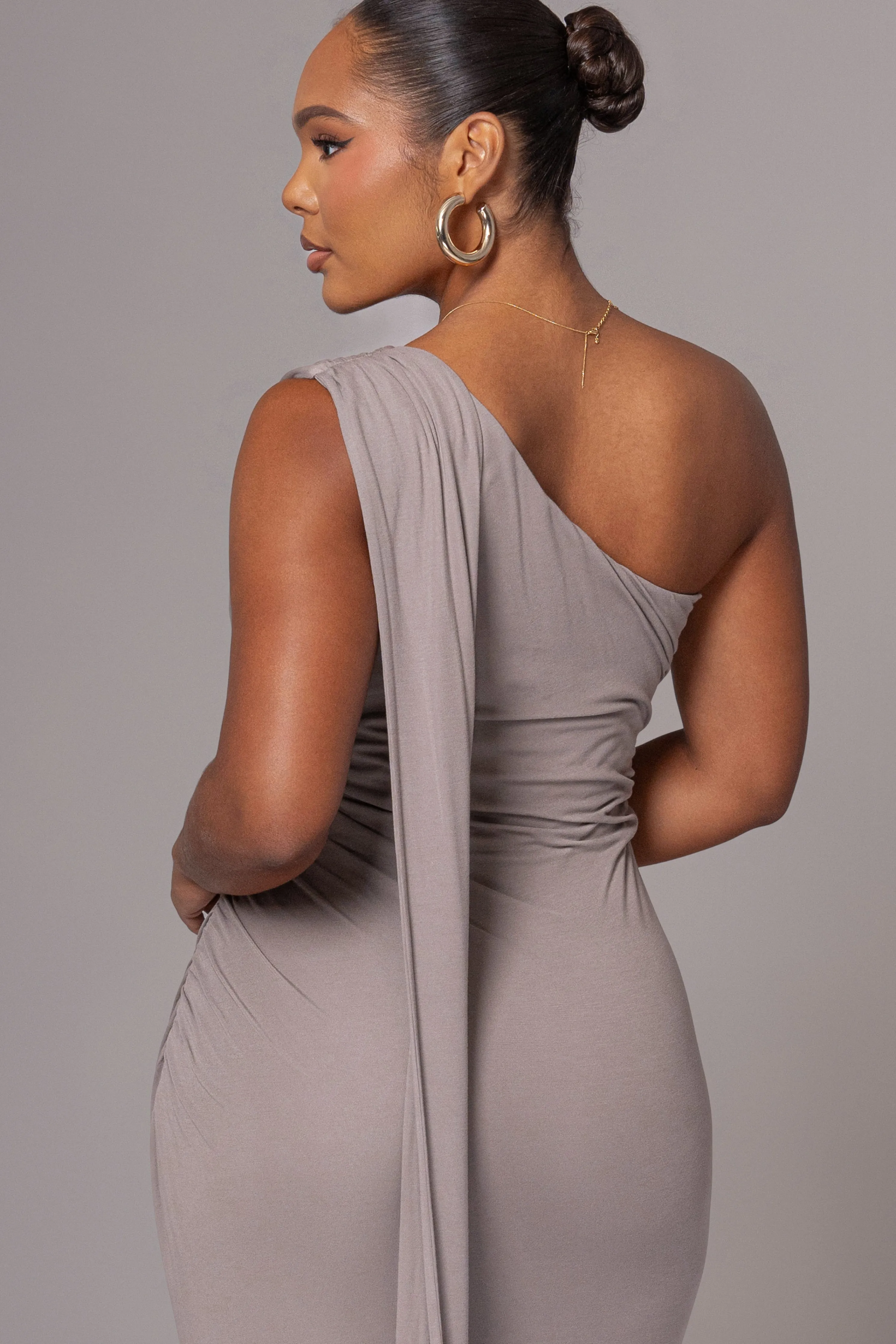 Grey Kianna Drape Maxi Dress