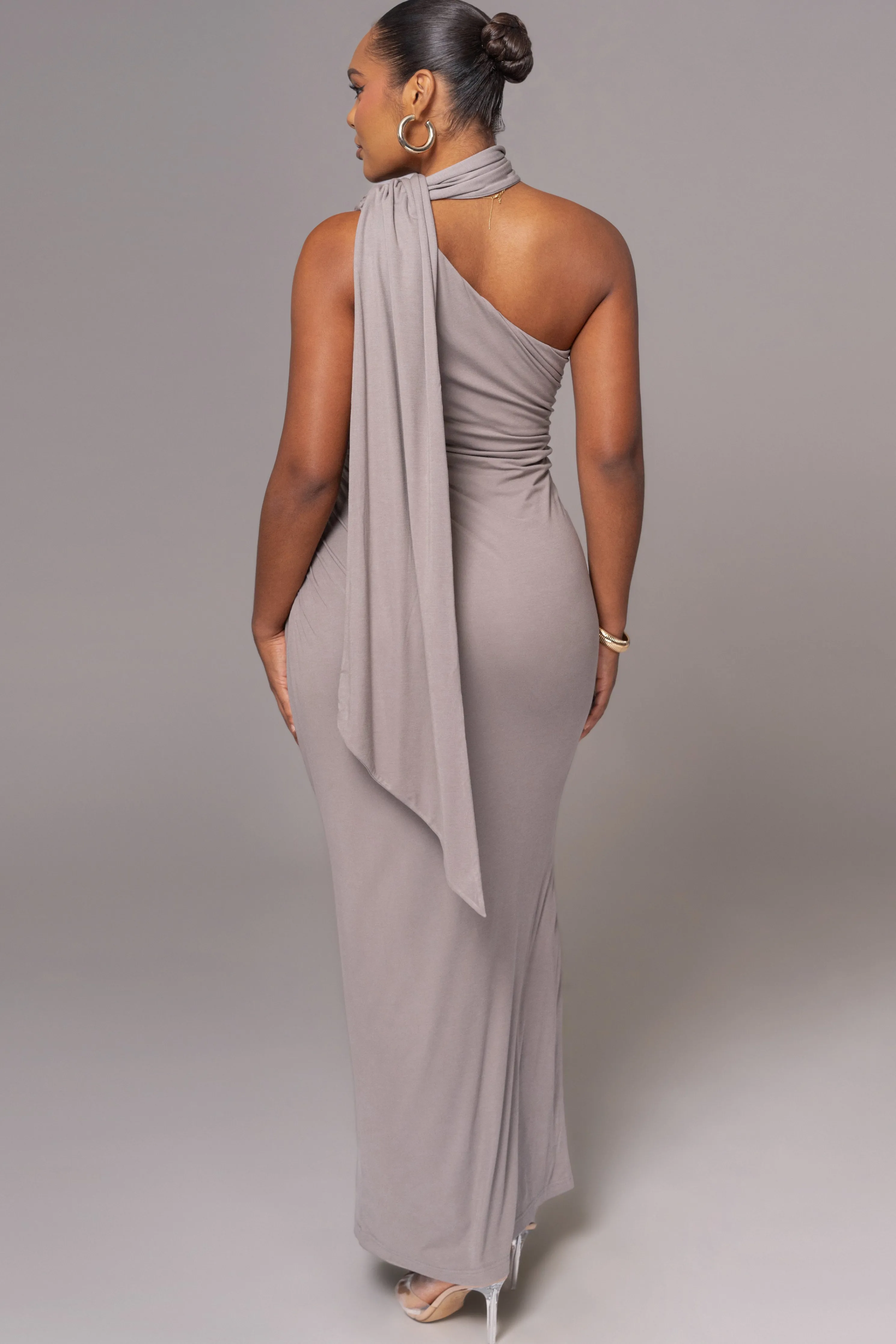Grey Kianna Drape Maxi Dress