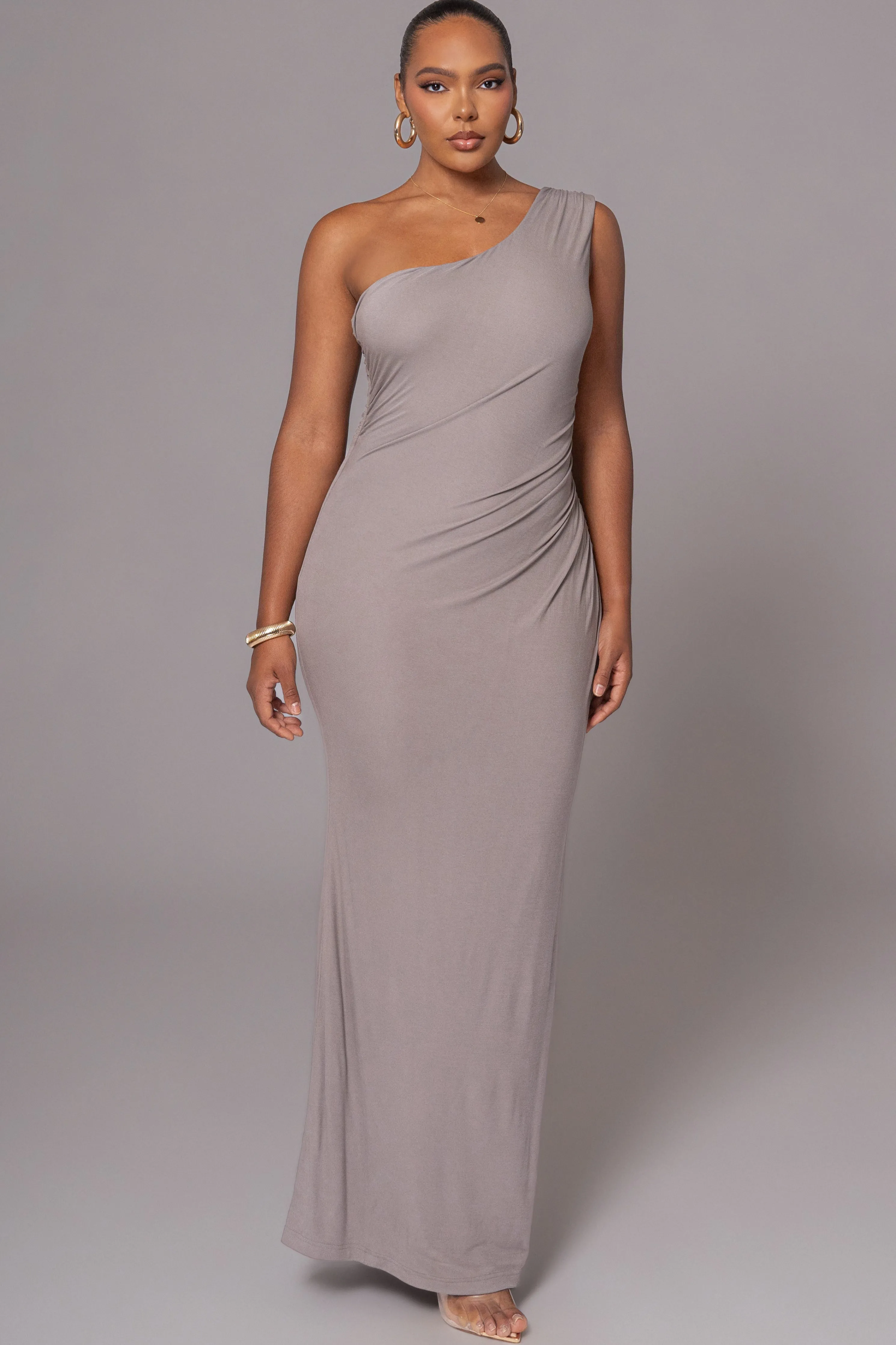 Grey Kianna Drape Maxi Dress