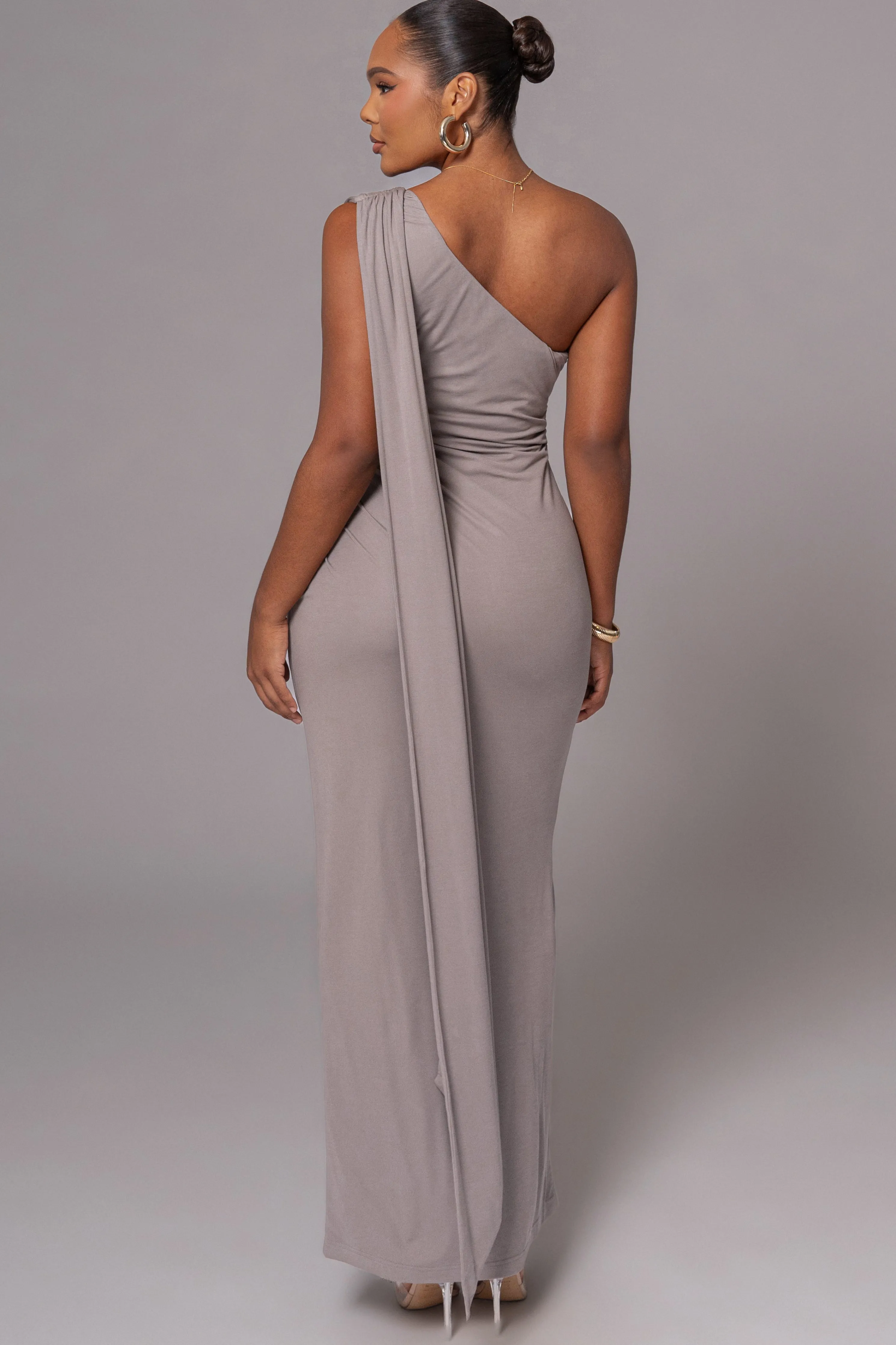 Grey Kianna Drape Maxi Dress
