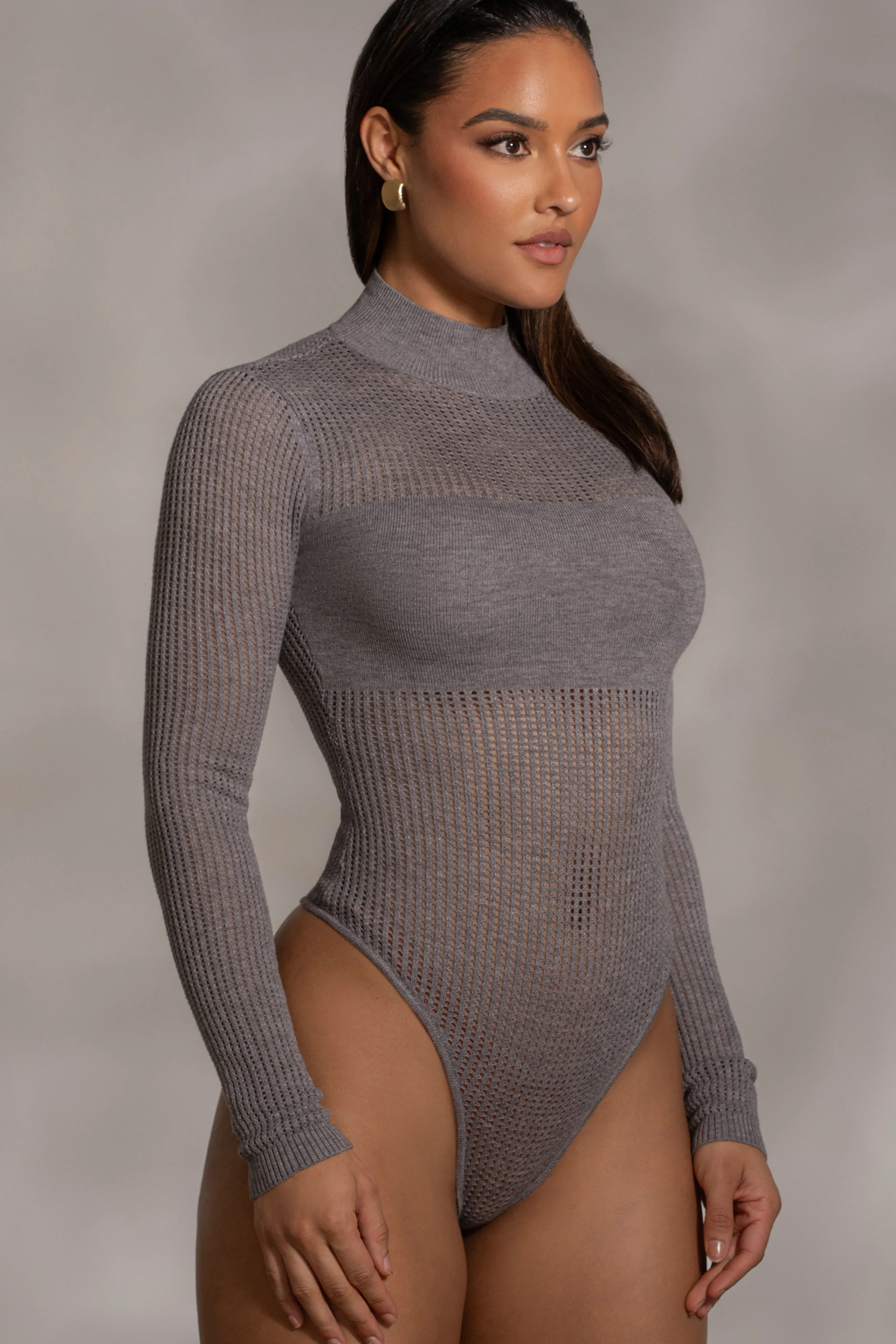 Grey Klaudette Knit Bodysuit