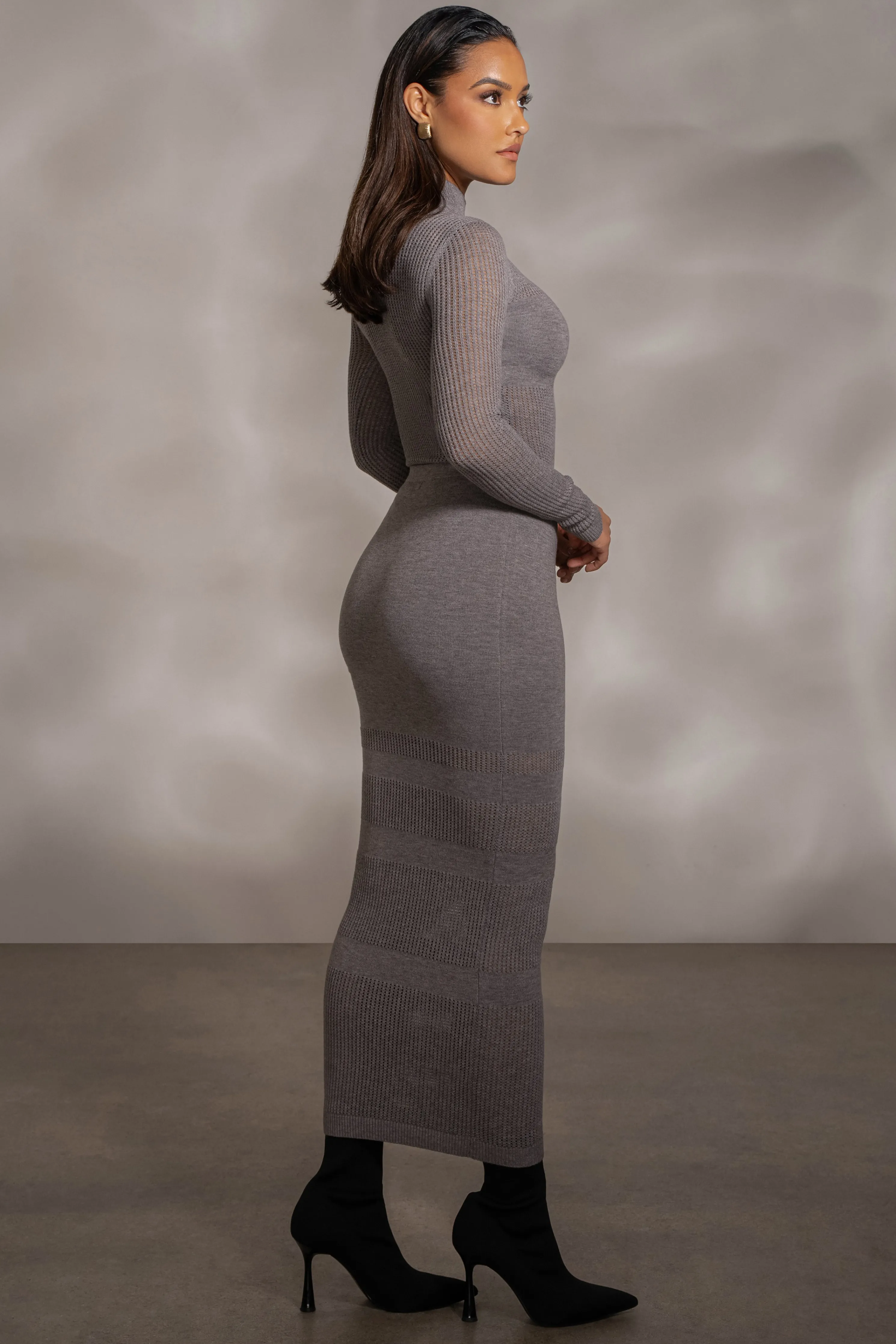 Grey Lina Knit Maxi Skirt