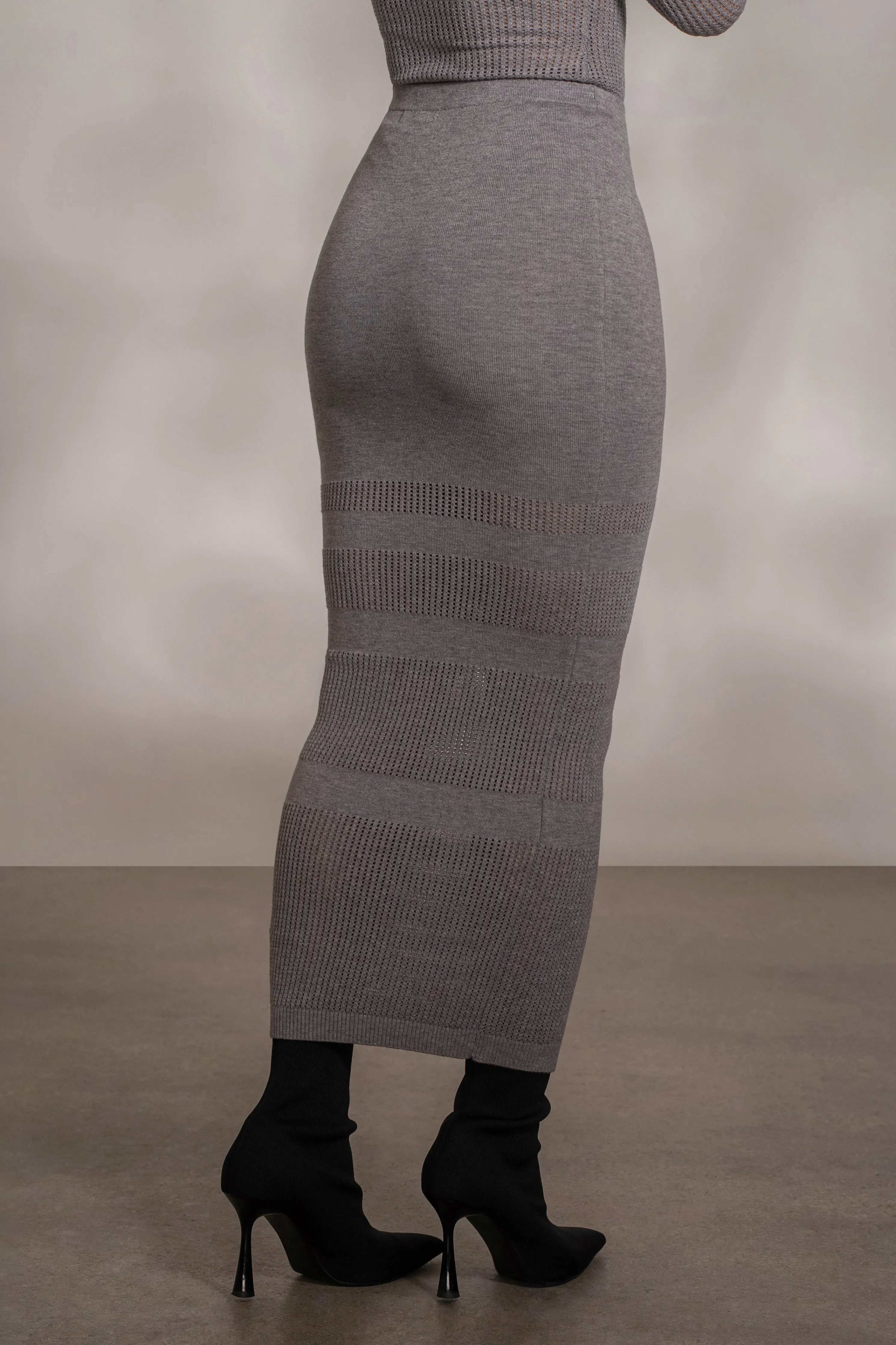 Grey Lina Knit Maxi Skirt