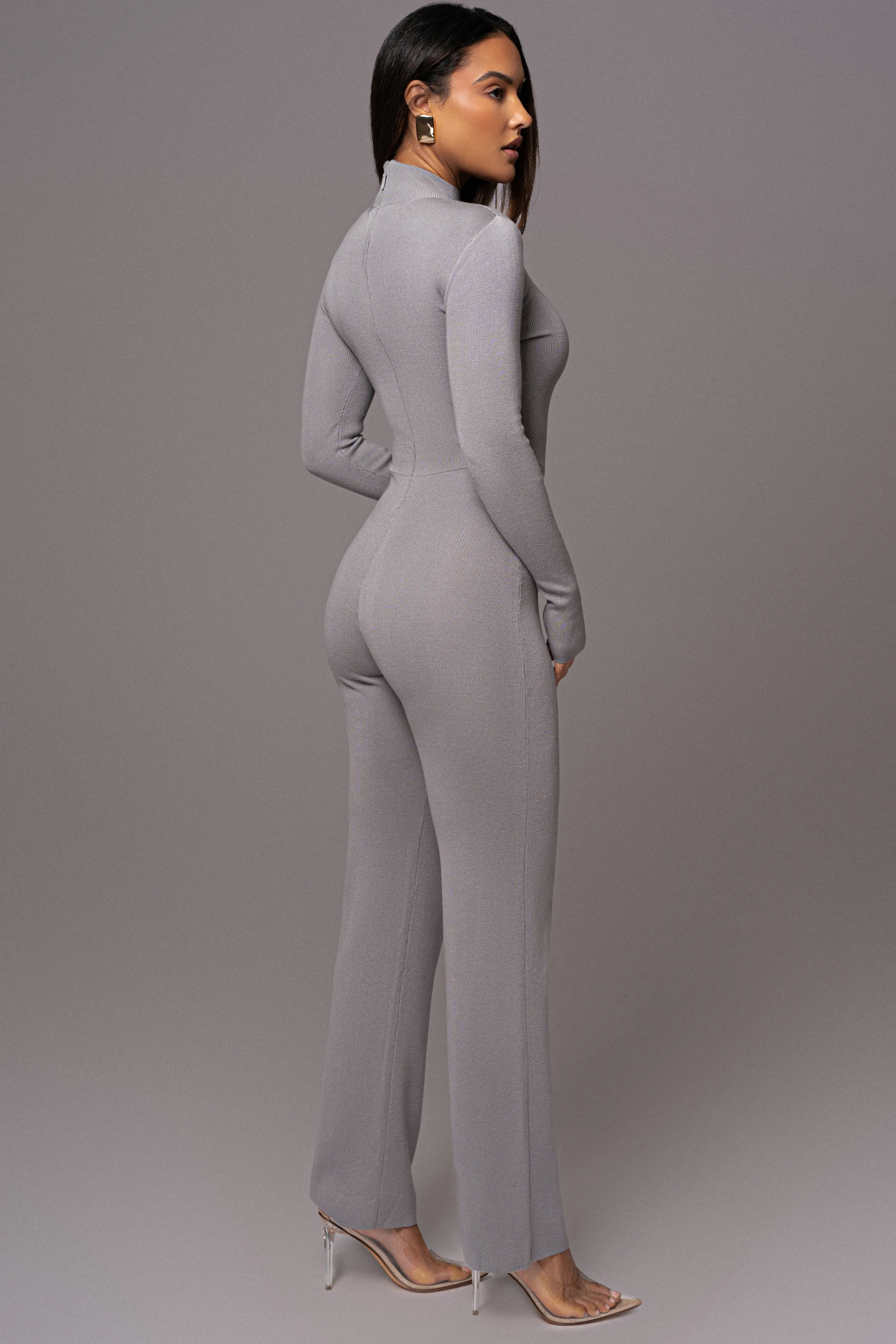 Grey Noel Sweater Knit Jumpsuit