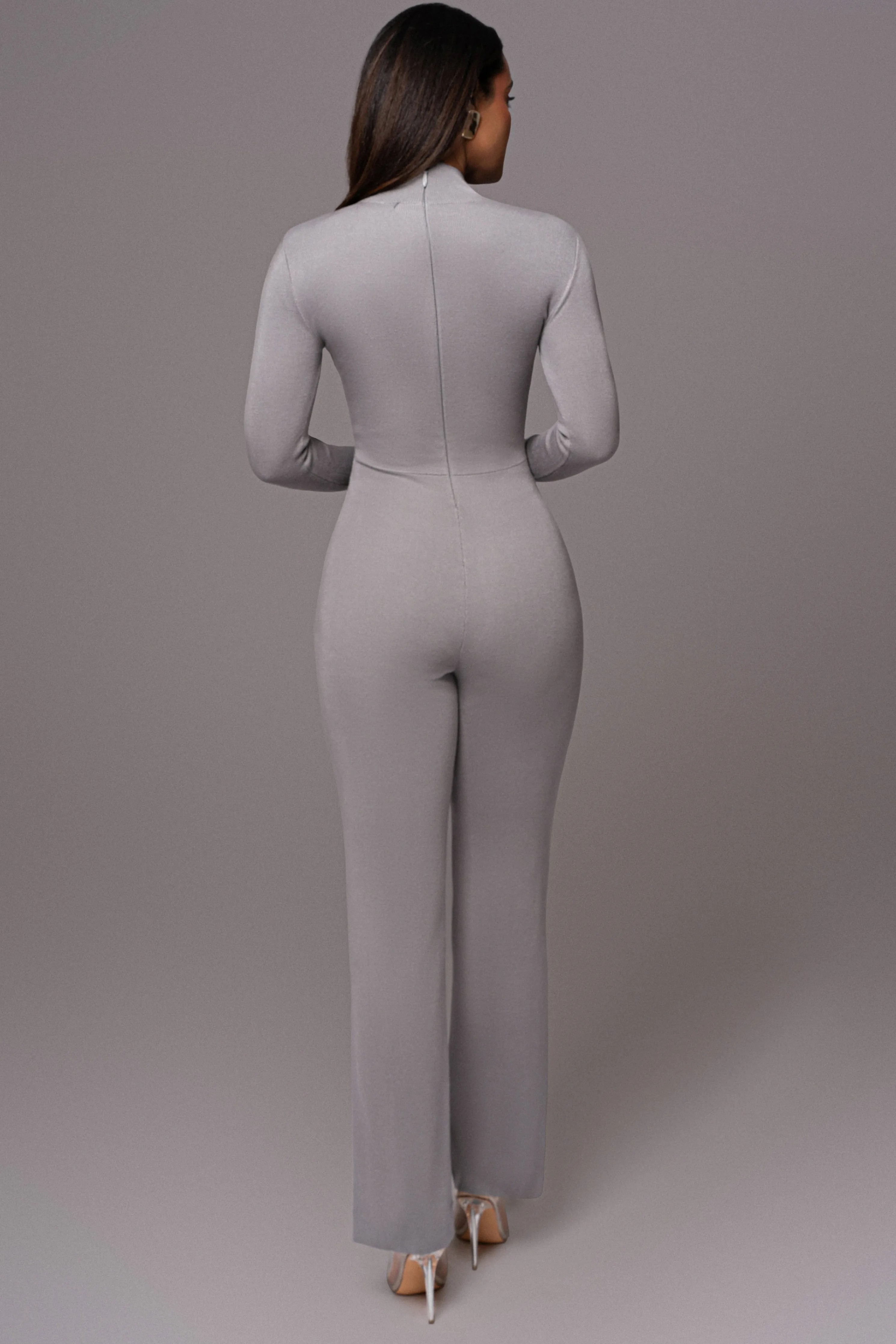 Grey Noel Sweater Knit Jumpsuit