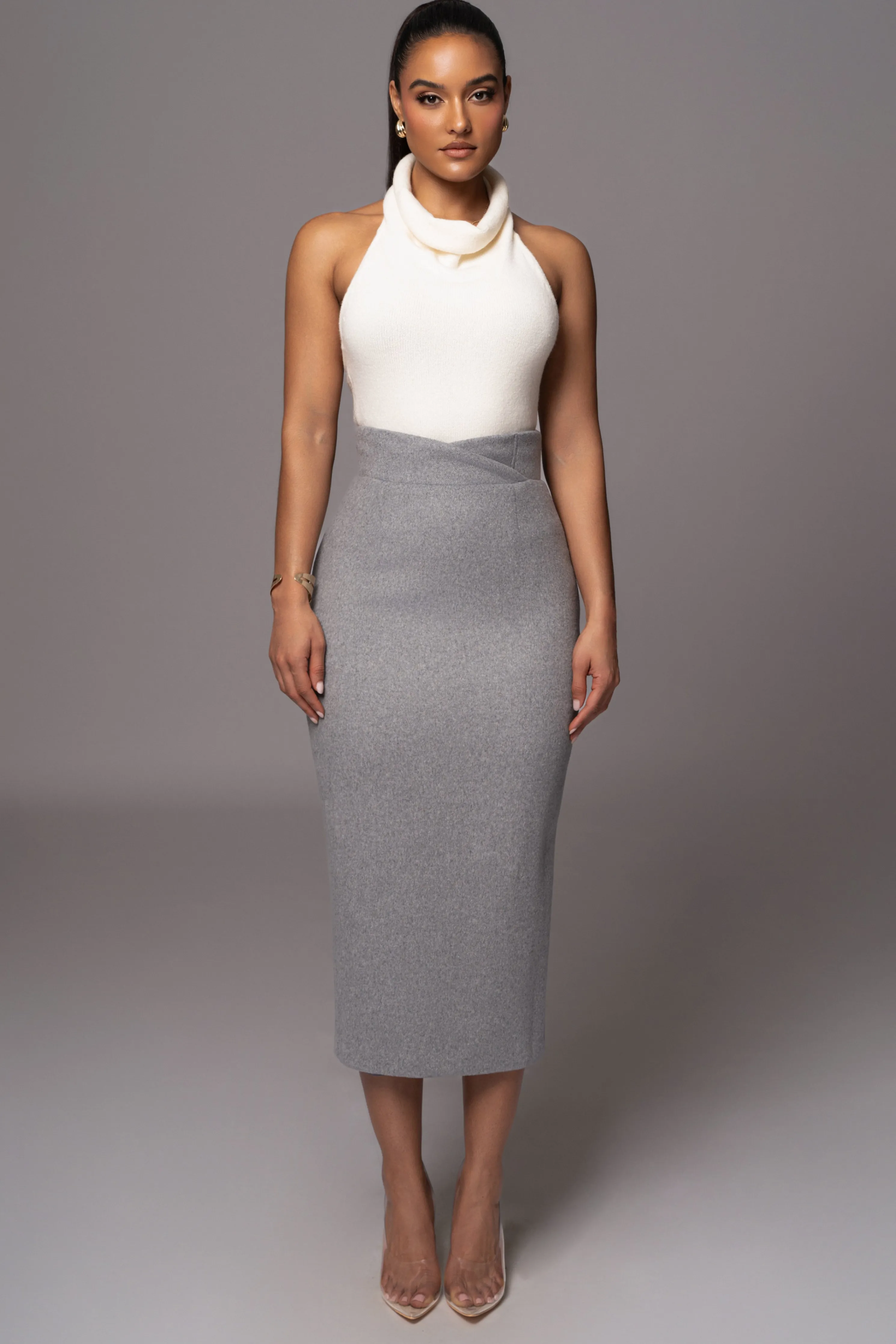 Grey Nostalgia High Waist Skirt