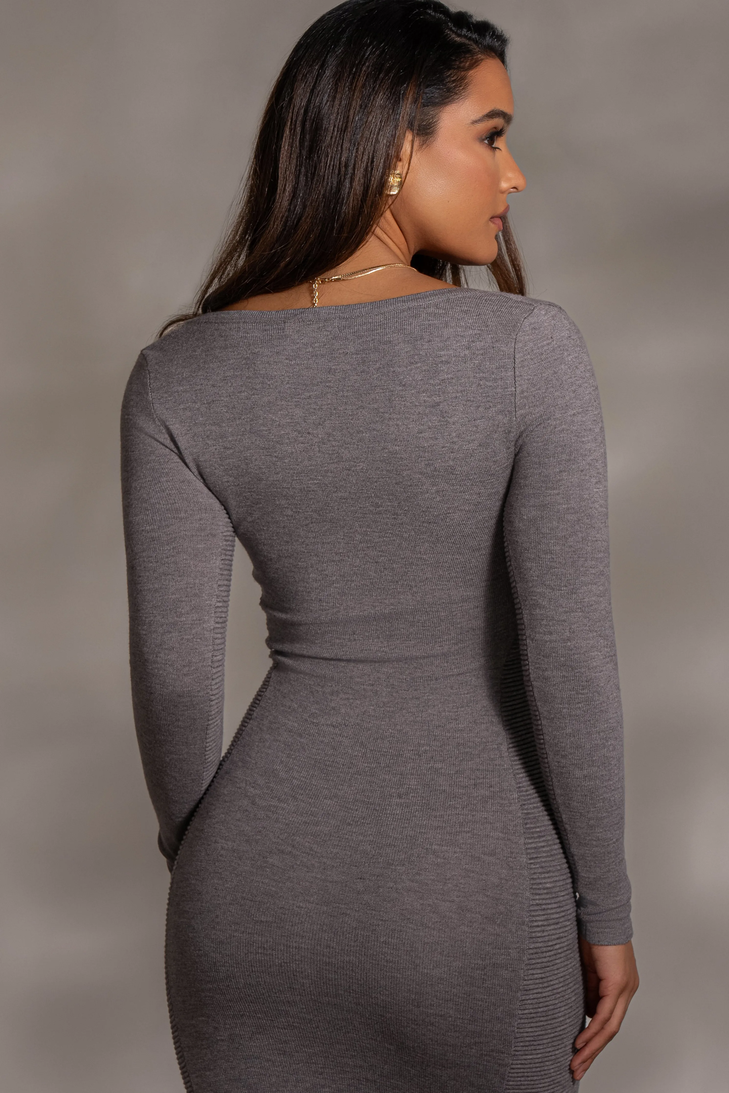 Grey Pollie Midi Dress