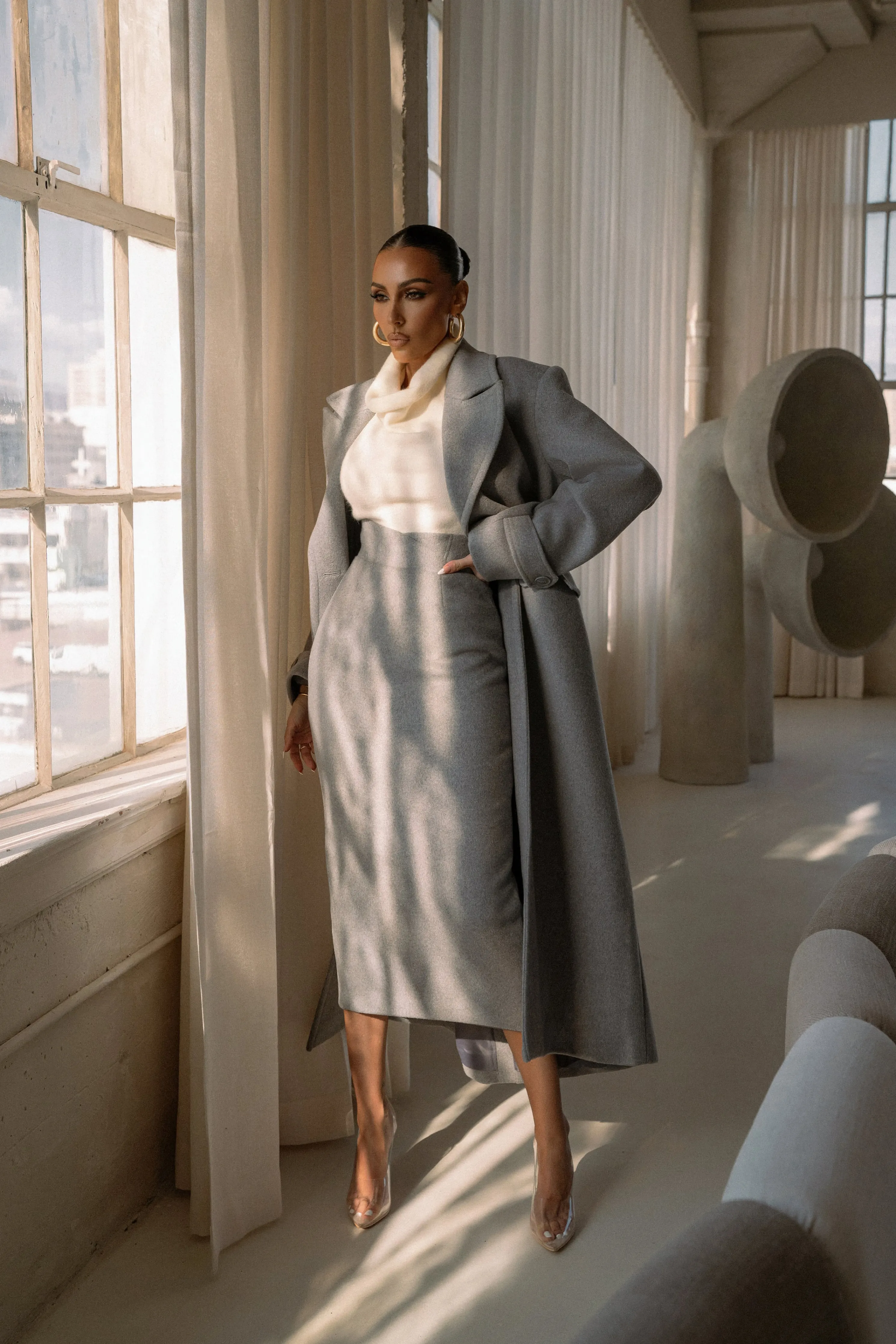 Grey Rain Or Shine Longline Coat