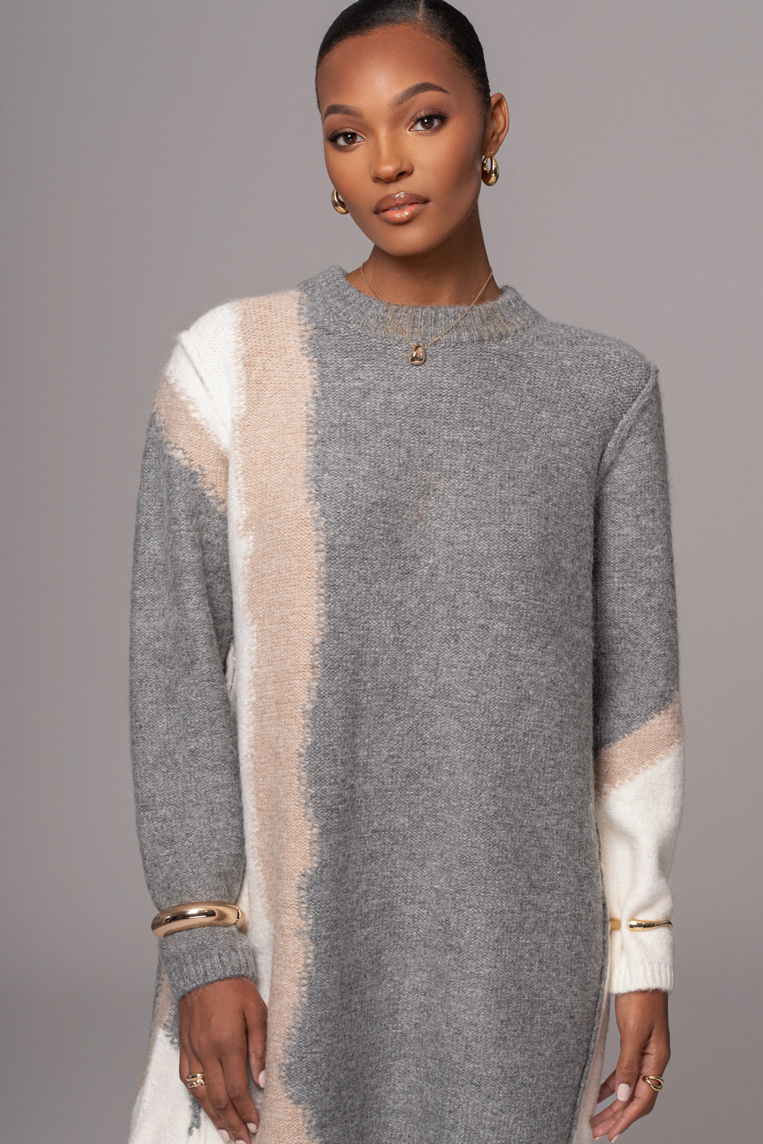 Grey Tash Sweater Knit Dress