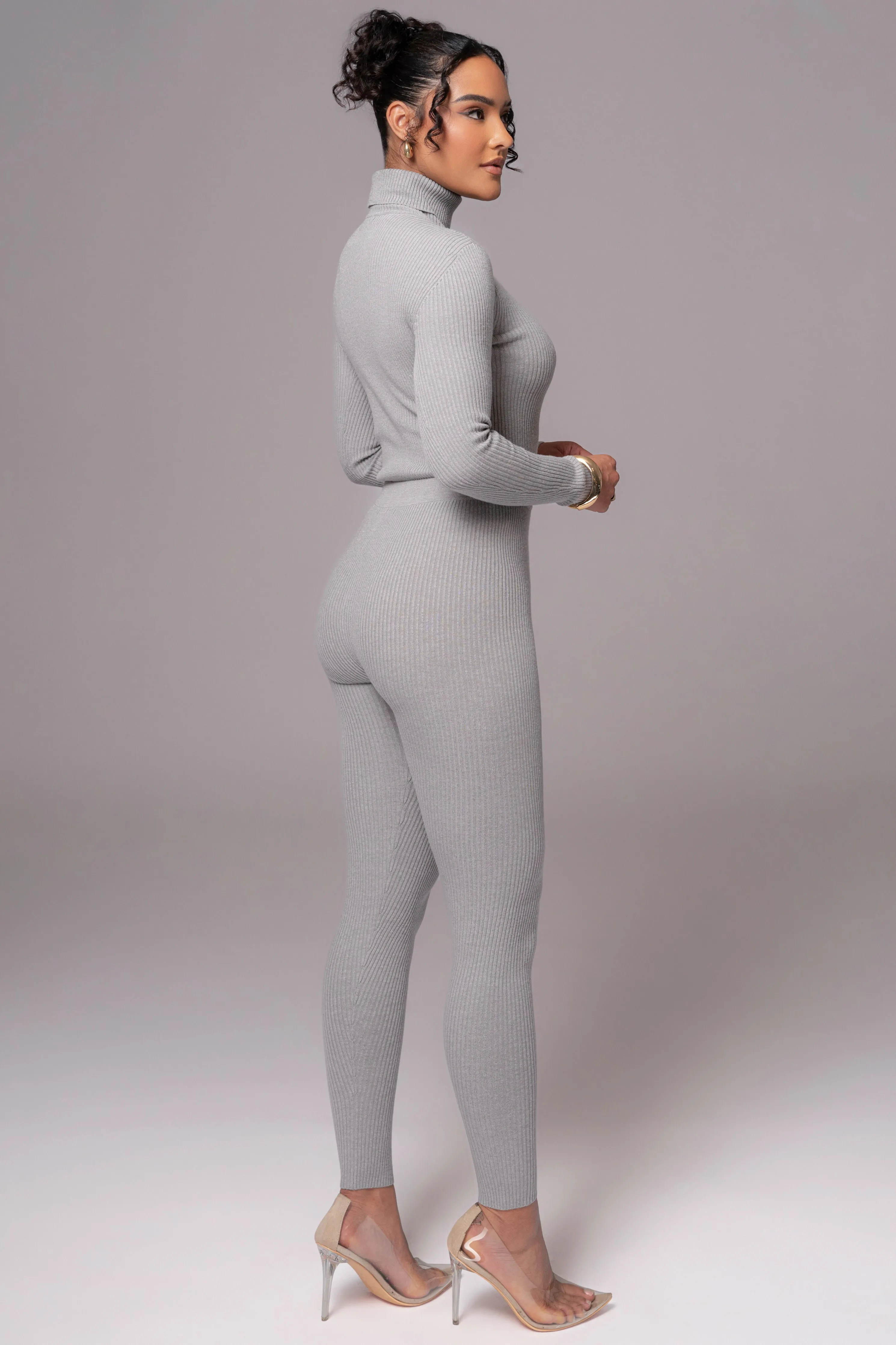 Heather Grey Arlett Turtleneck Bodysuit