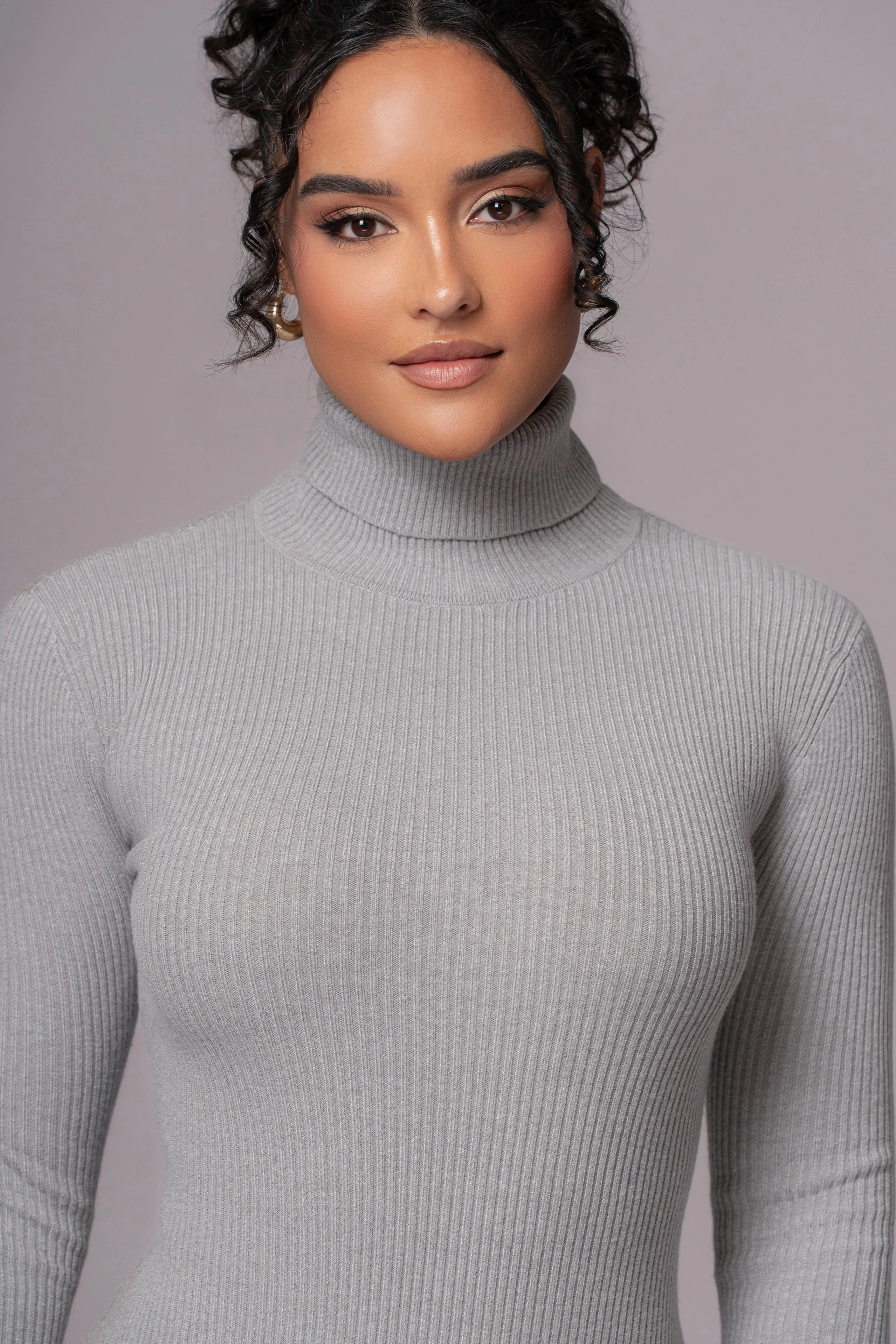 Heather Grey Arlett Turtleneck Bodysuit