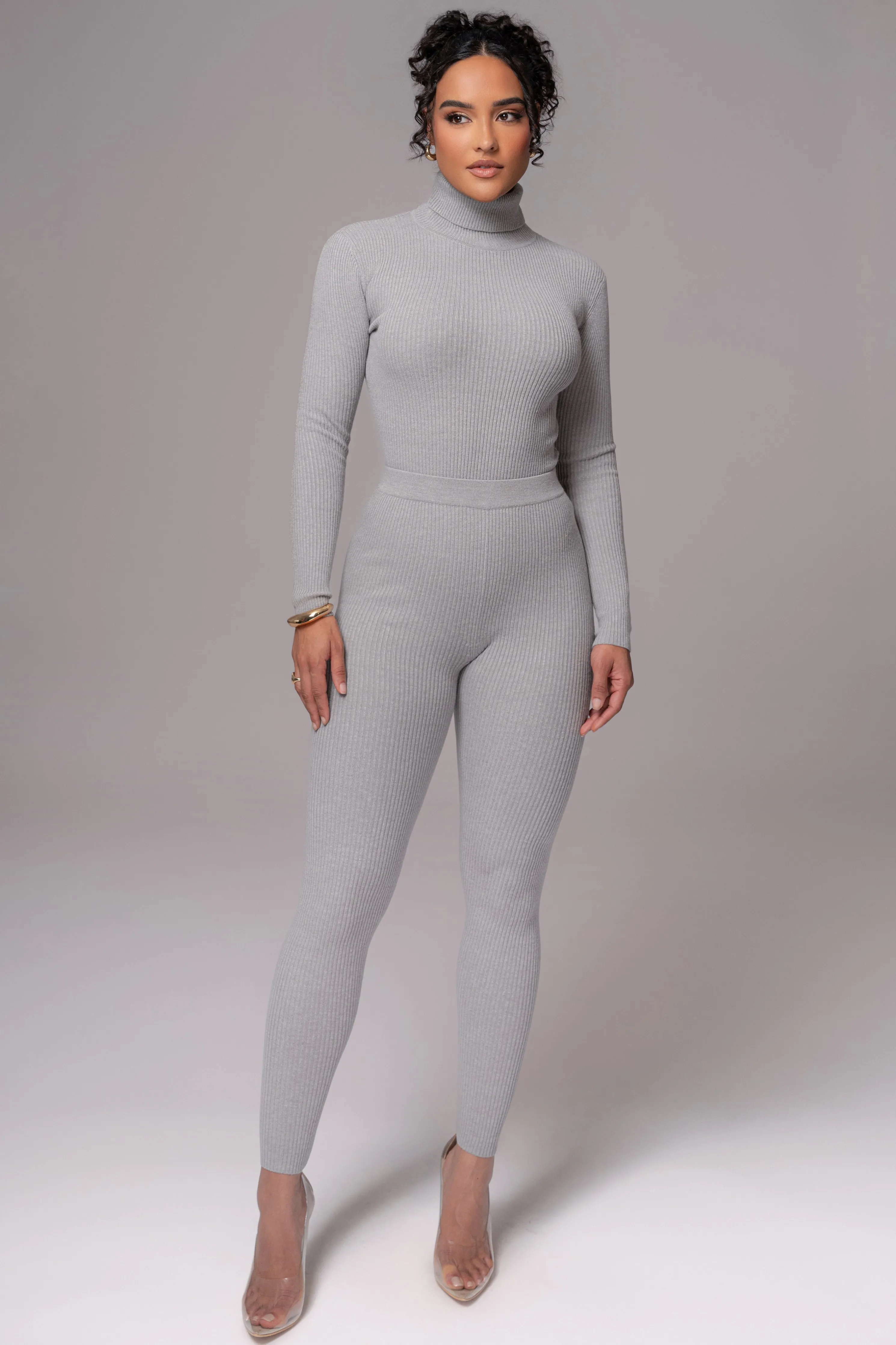 Heather Grey Arlett Turtleneck Bodysuit