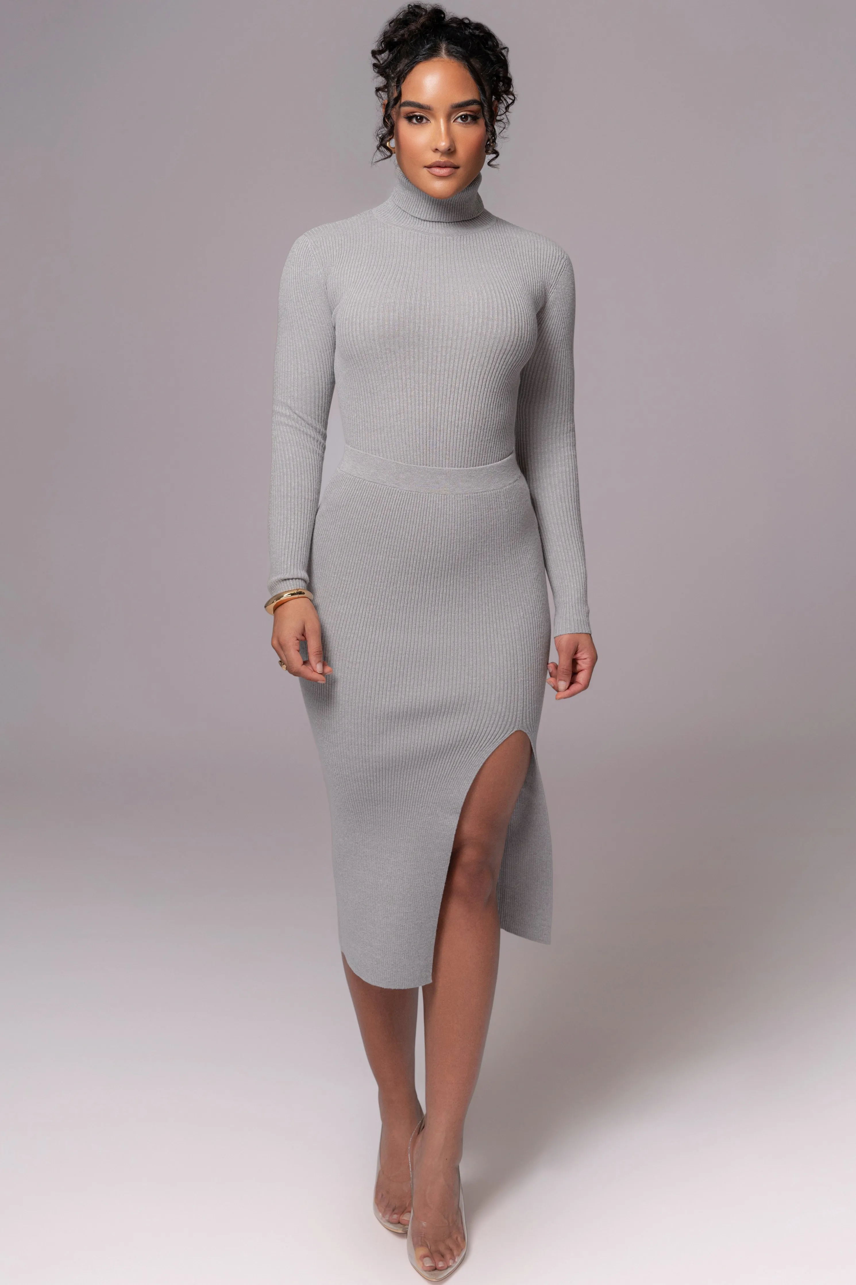 Heather Grey Arlett Turtleneck Bodysuit