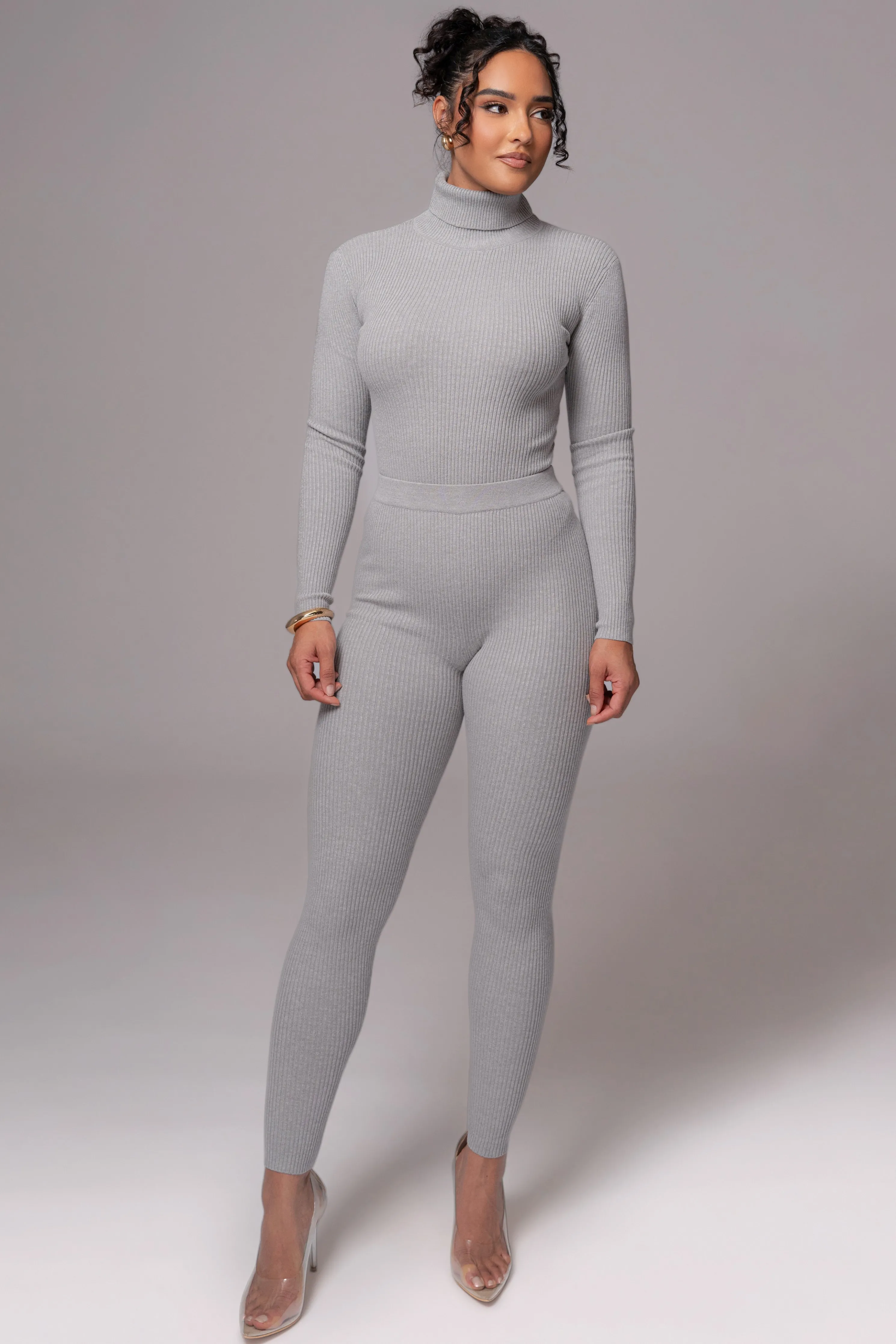 Heather Grey Arlett Turtleneck Bodysuit